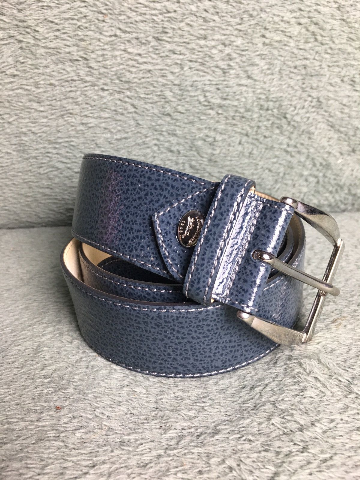 Longchamp LONGCHAMP Blue Patent Leather Belt Designer France Size ONE SIZE - 1 Thumbnail