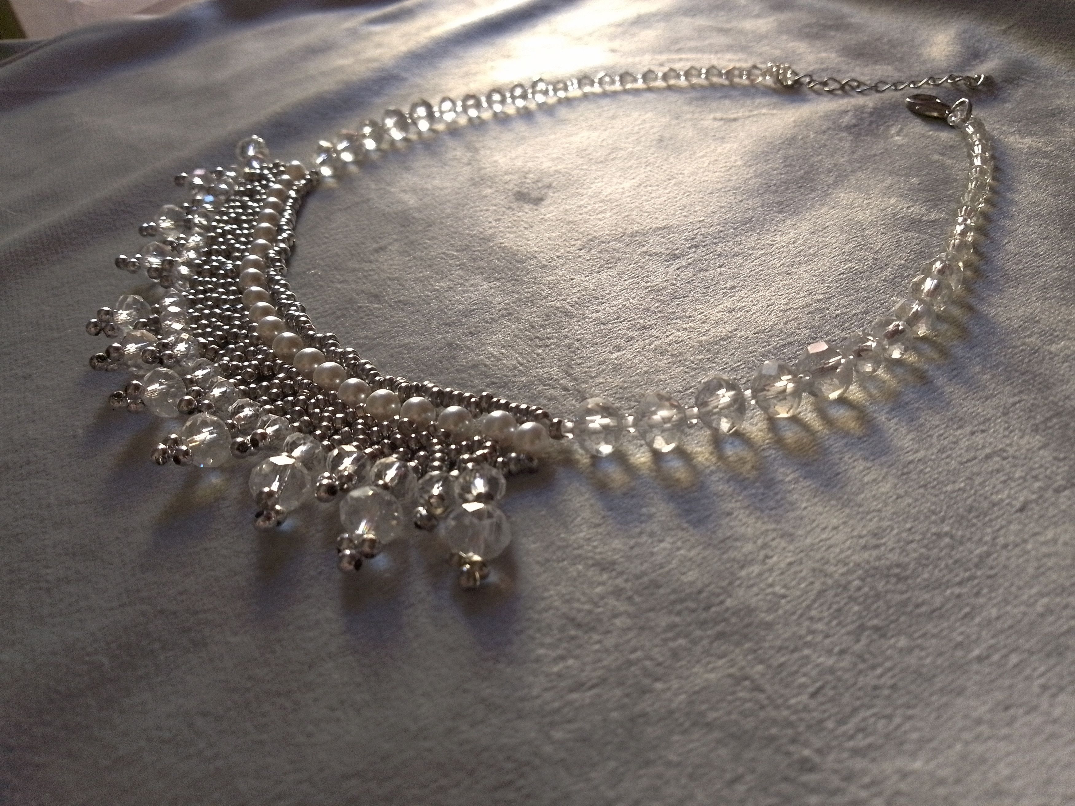 Handmade Necklace. Crystal, Elegant, Wedding. Pearls. Netted Size ONE SIZE - 4 Thumbnail