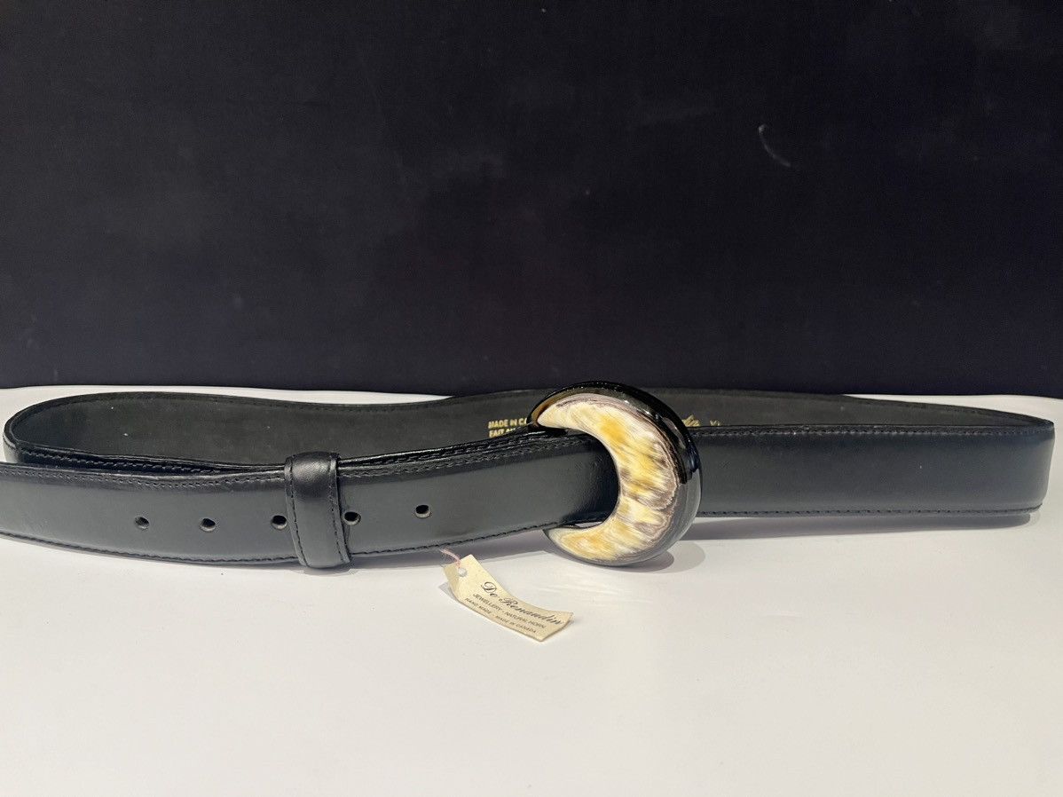 Vintage De Renaudin Black Leather Natural Horn Belt Size ONE SIZE - 1 Thumbnail