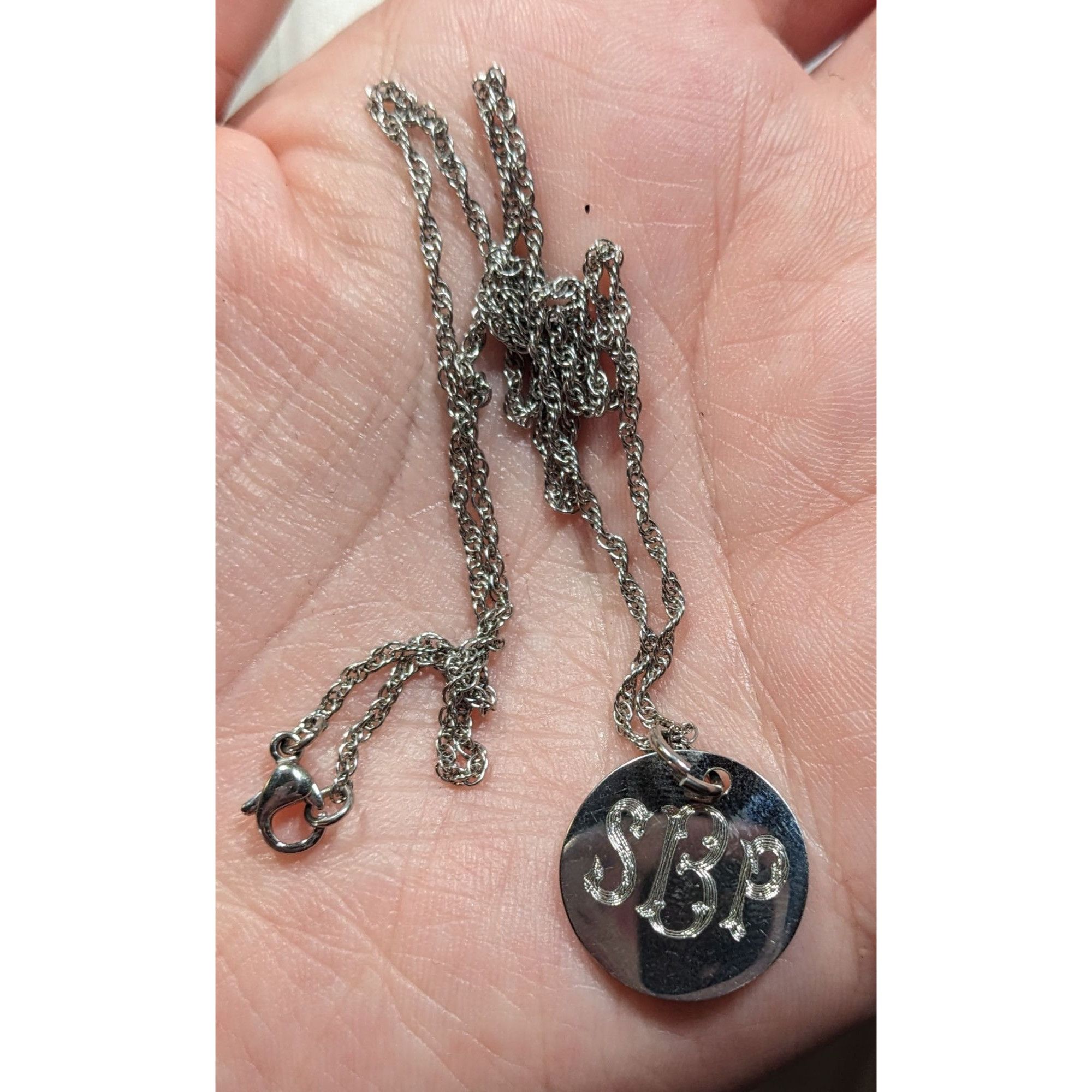 Other SBP Engraved Monogram Silver Tone Pendant Necklace Size ONE SIZE - 2 Thumbnail