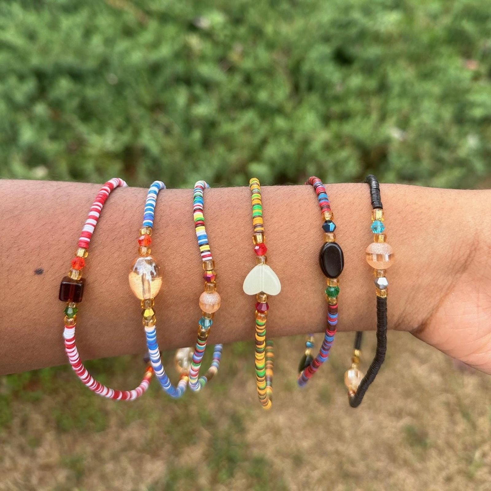 Handmade African heishi bead beaded screw on anklets from Ghana Size ONE SIZE - 1 Thumbnail