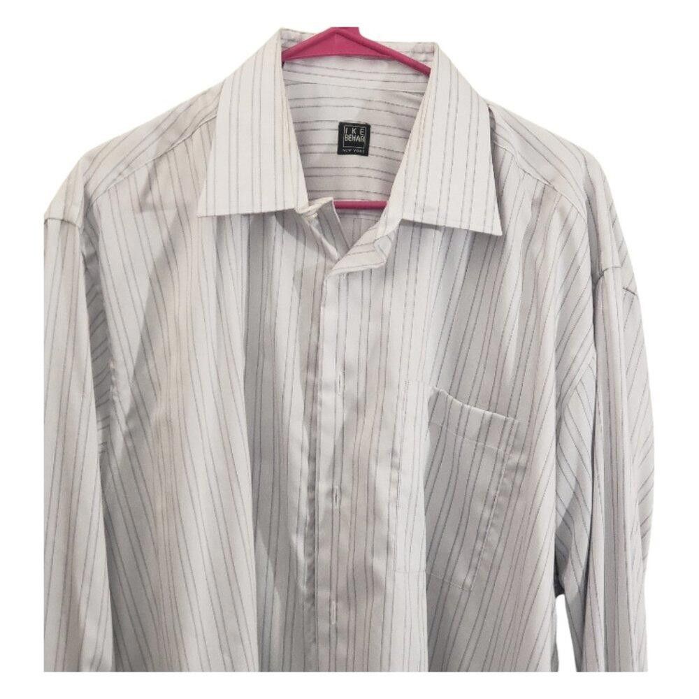 Ike Behar CT1883 Ike Behar Striped White Dress Shirt 17-36 Size US M / EU 48-50 / 2 - 2 Thumbnail