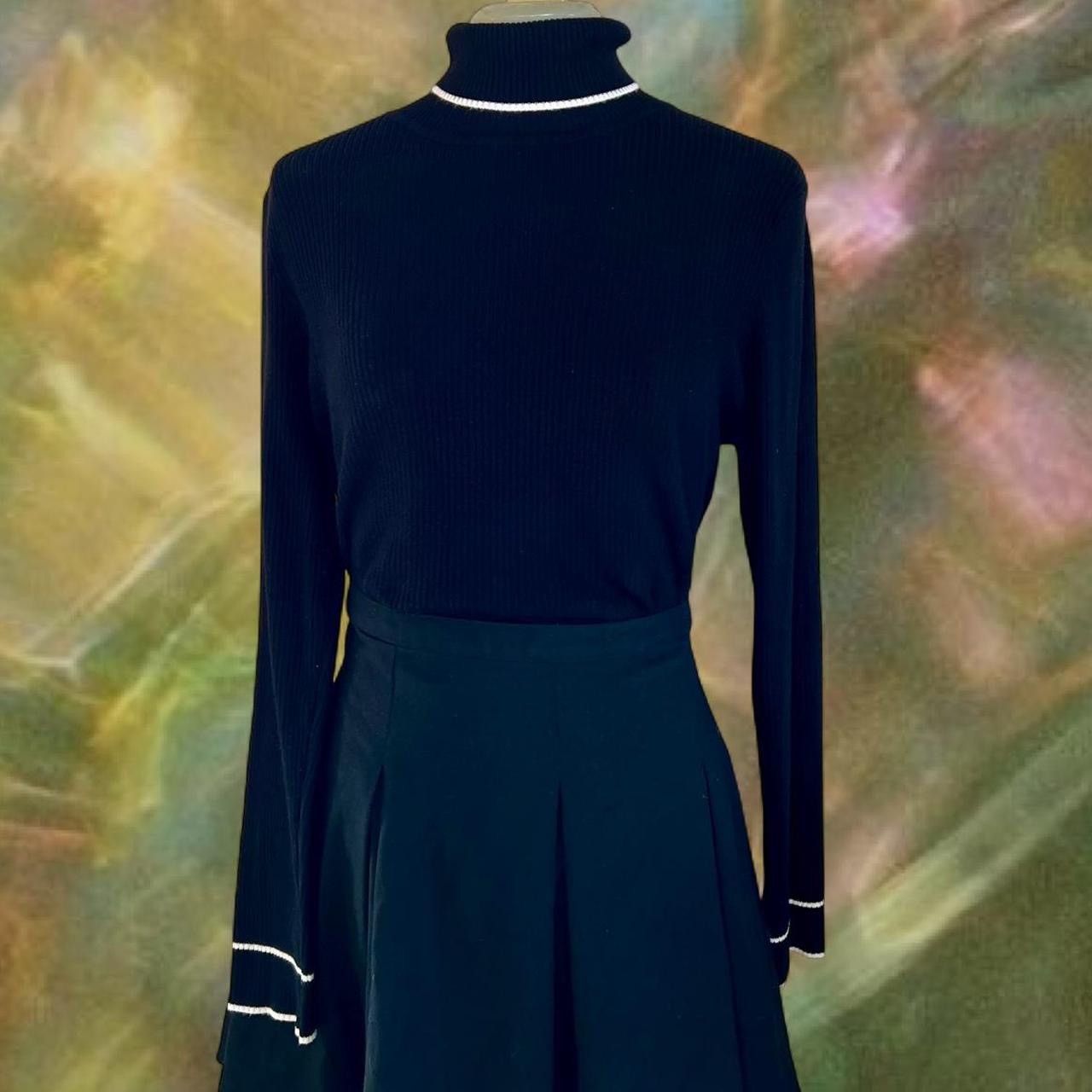 Other Black and white ribbed turtleneck with white trim ~ size L Size L / US 10 / IT 46 - 1 Thumbnail