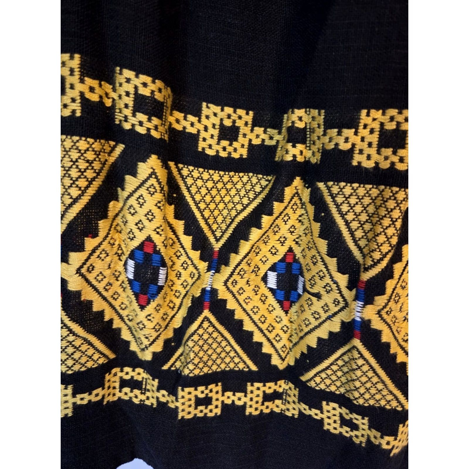 Vintage VINTAGE 60s Black Embroidered Handmade Mexican Mini Skirt L Womens/Hips Look 1960s Decade Skirt Black Embroidered Mexican Mini Skirt L Mens? Size 36" / US 14 / IT 50 - 3 Thumbnail