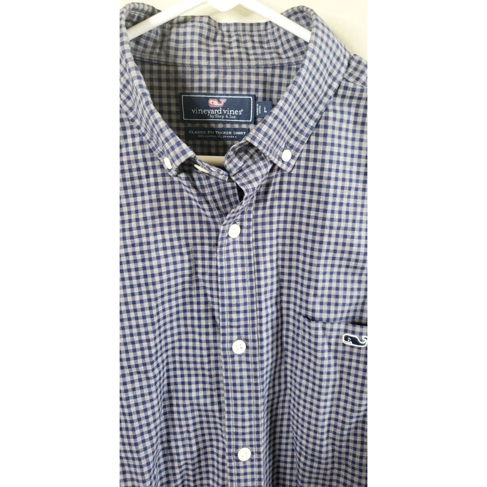 Vineyard Vines Vineyard Vines Men's Large Classic Fit Tucker Shirt Blue Gray Checks Long Sleeve Button Down Size US L / EU 52-54 / 3 - 4 Thumbnail