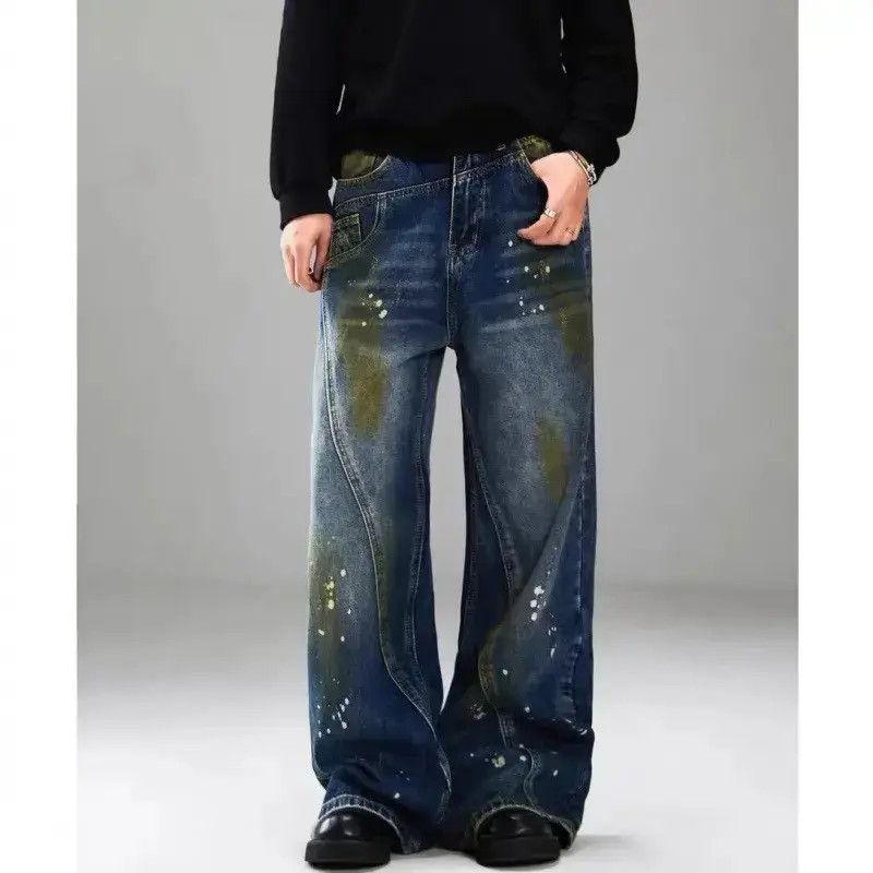Japanese Brand Retro loose high street hip-hop splashed ink jeans Size US 32 / EU 48 - 3 Thumbnail