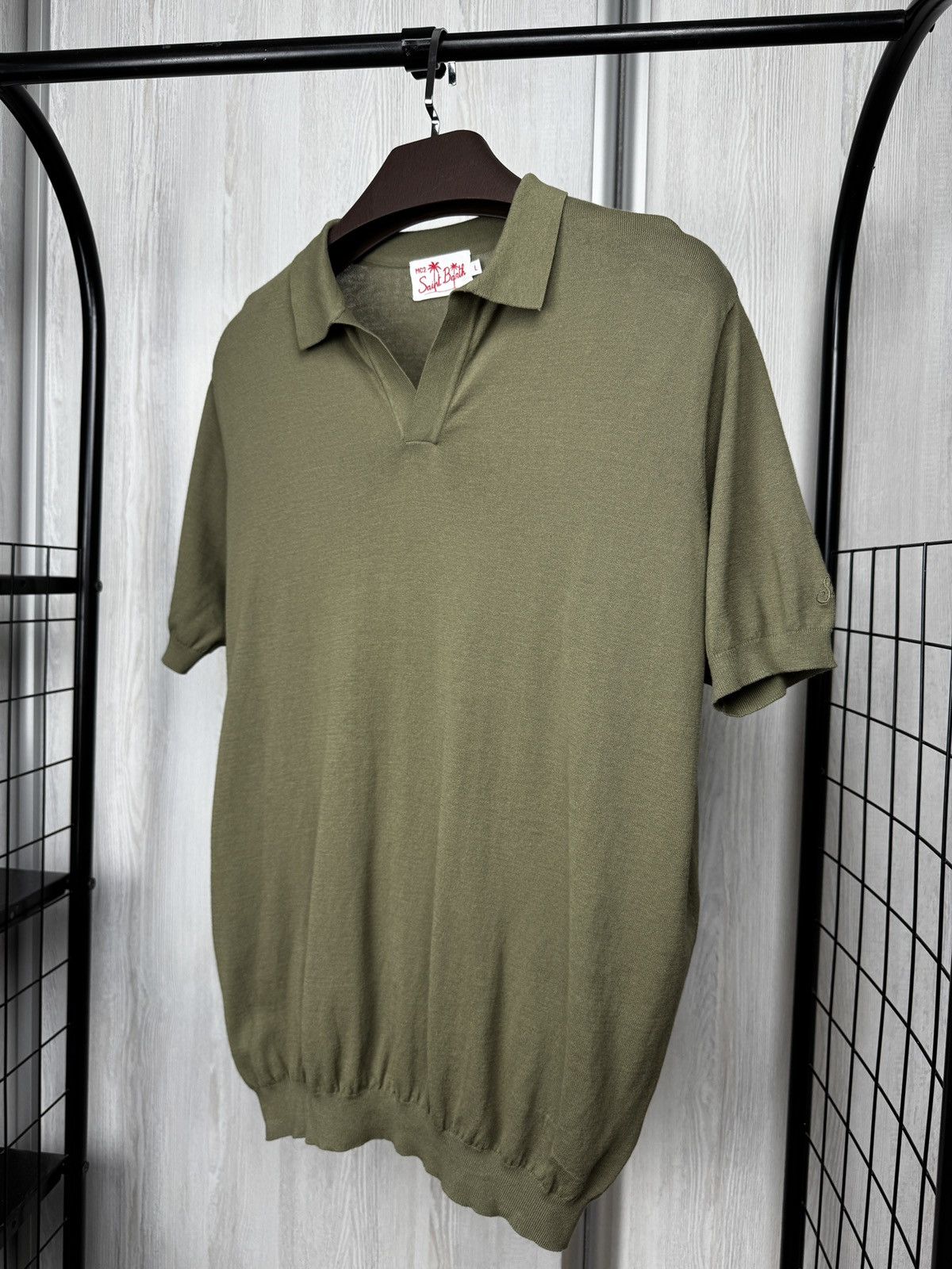 MC2 Saint Barth MC2 Saint Barth khaki Green Knitted SS Polo Sweater Size US L / EU 52-54 / 3 - 5 Thumbnail