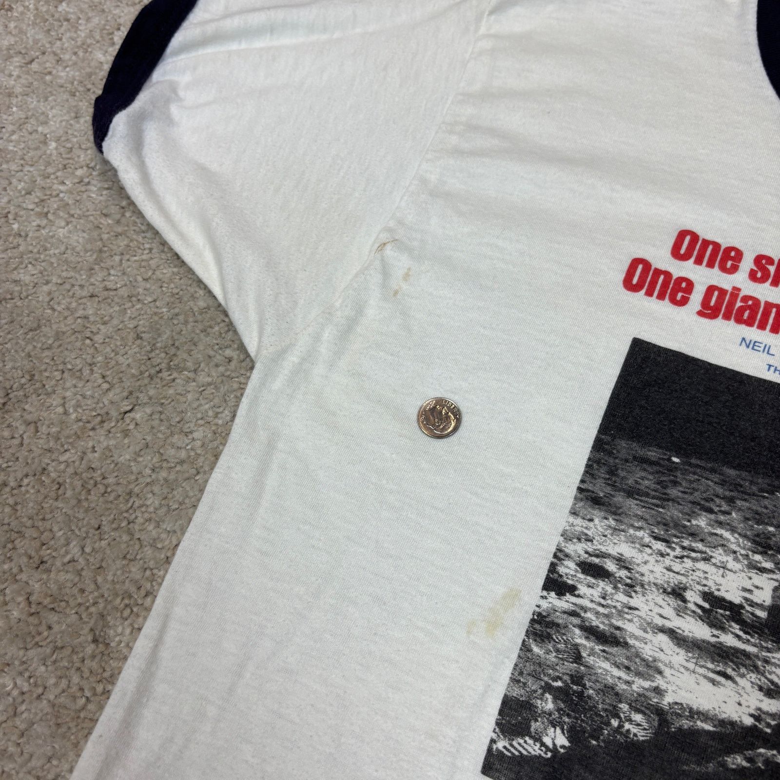 Vintage VTG 80s Moon Landing Ringer T Shirt Men''s Small Armstrong Size US S / EU 44-46 / 1 - 9 Thumbnail