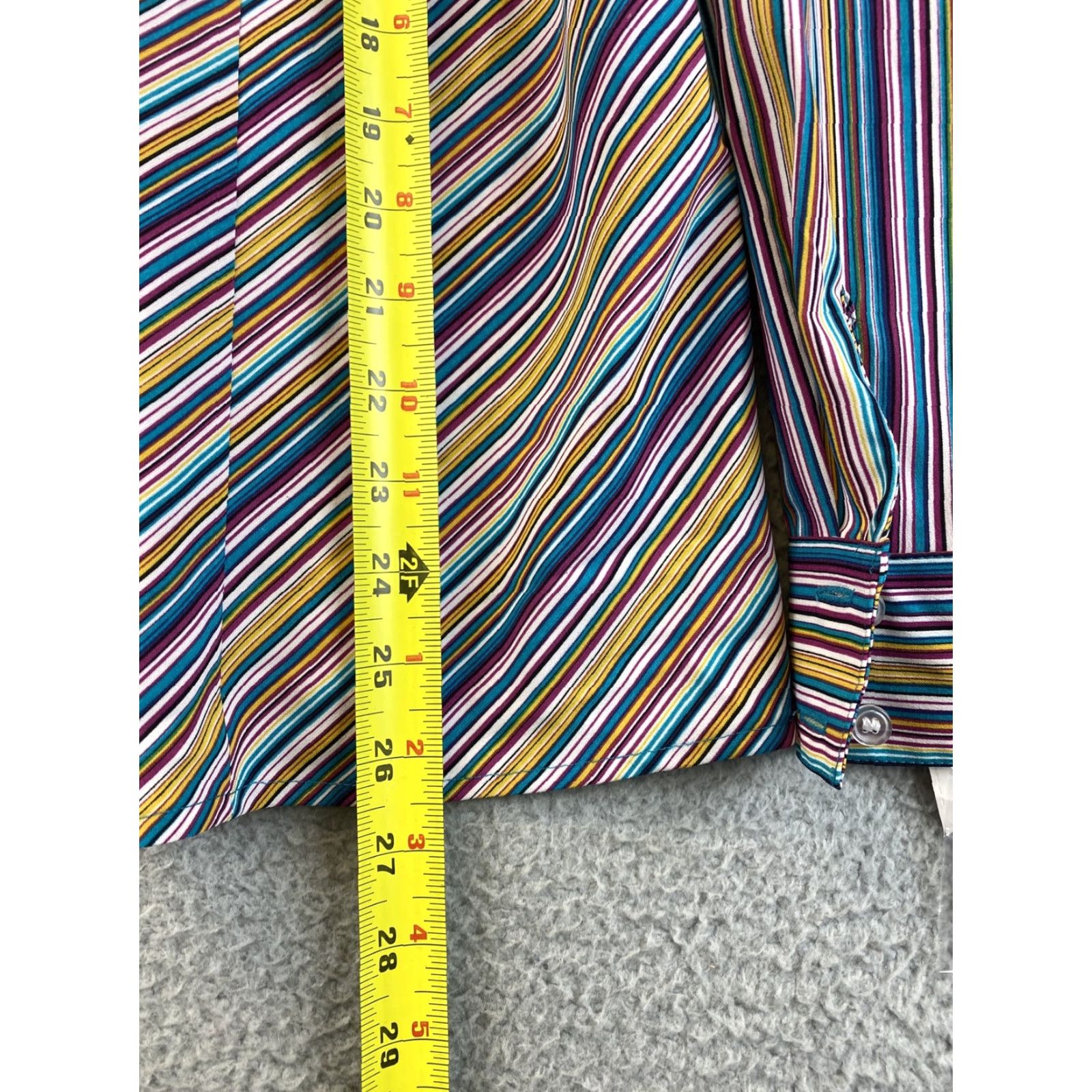 Vintage Joanna Shirt Women's L Brown Blue Stretch Long Sleeve Button Front / 80-35 Size L / US 10 / IT 46 - 6 Thumbnail