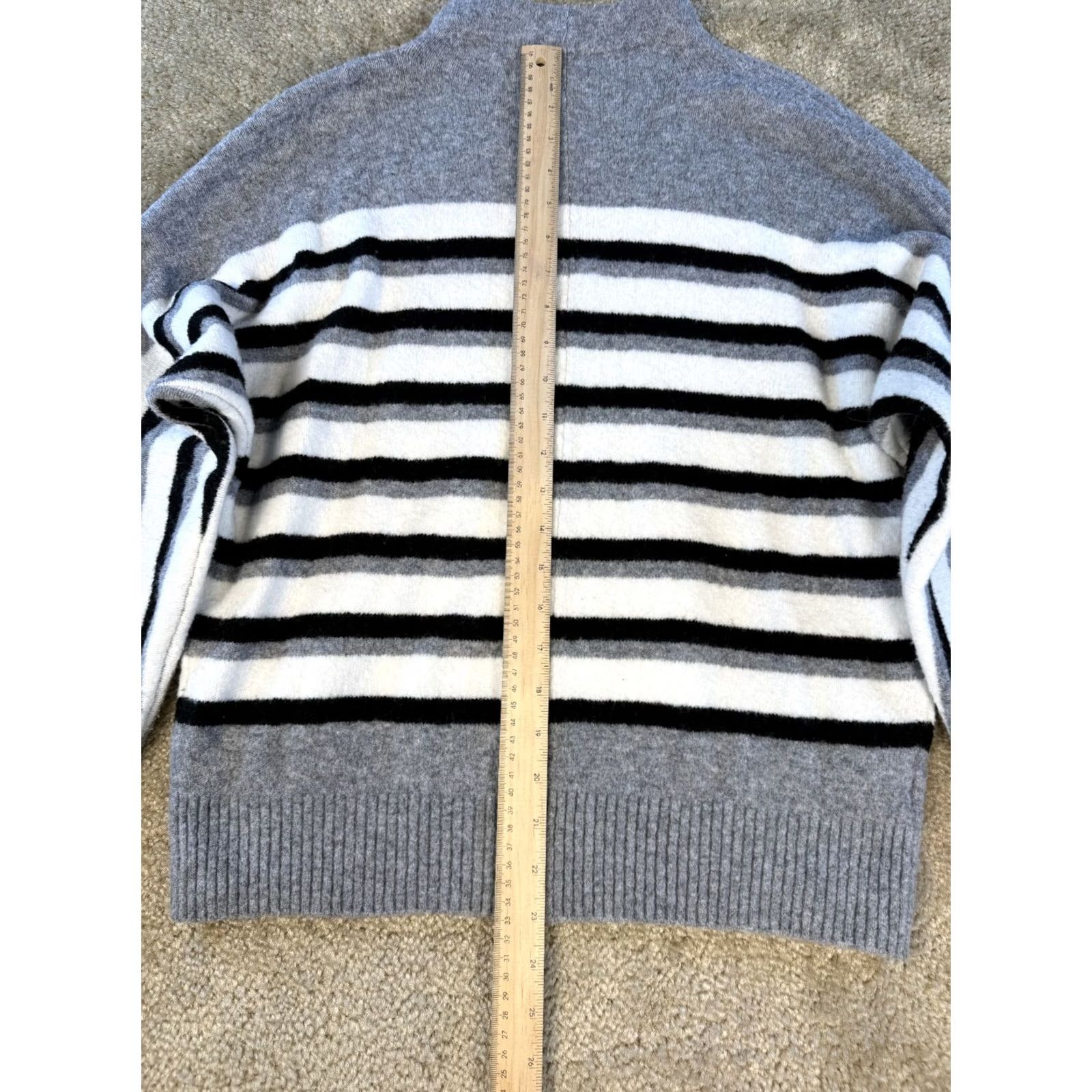Loft LOFT Wool Blend Sweater Womens Size XS Gray Black White Striped Size XS / US 0-2 / IT 36-38 - 7 Thumbnail