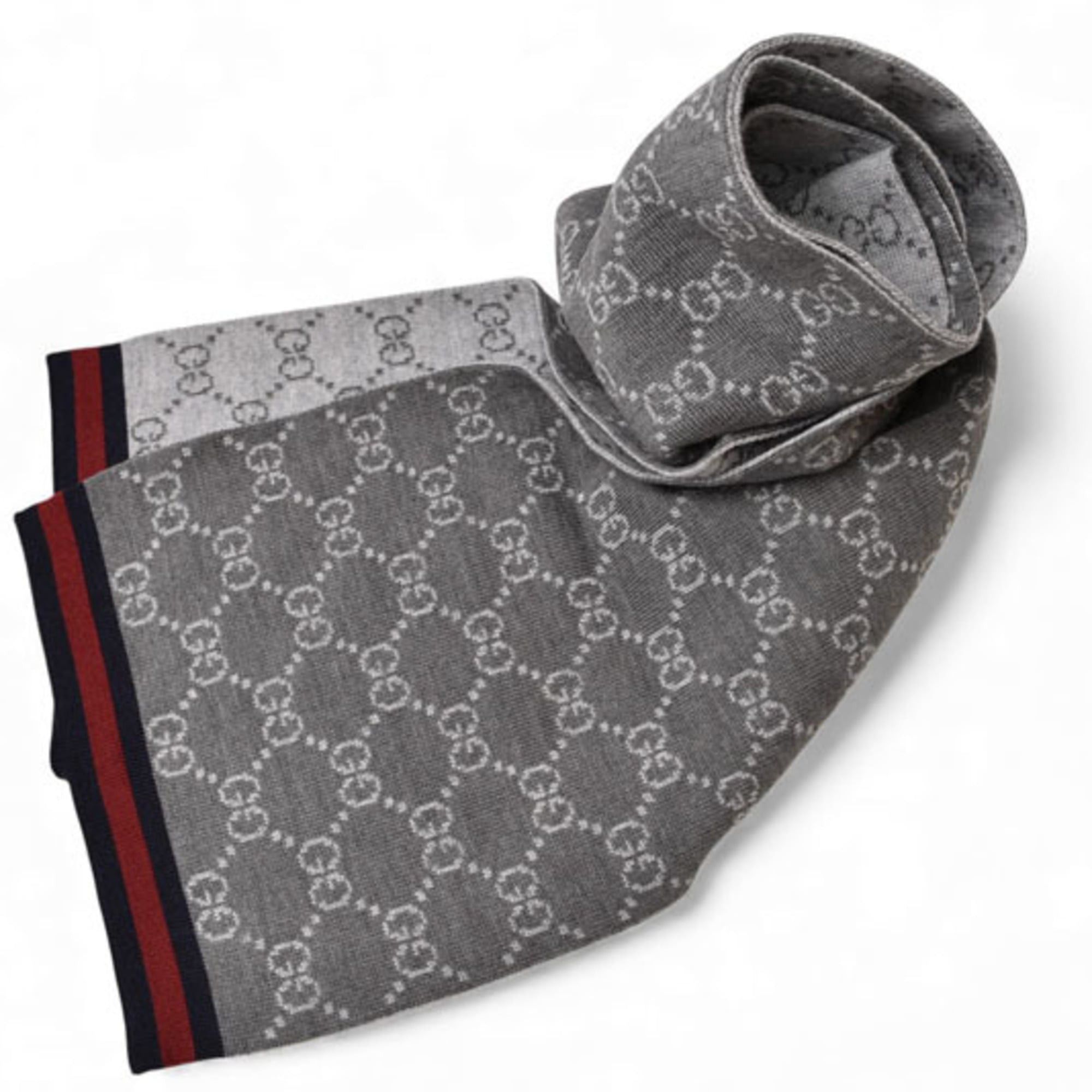 Gucci Gucci Winter Scarf, 100% Wool with GG Pattern, Light Gray, 325806 3G206 1263 Size ONE SIZE - 1 Thumbnail