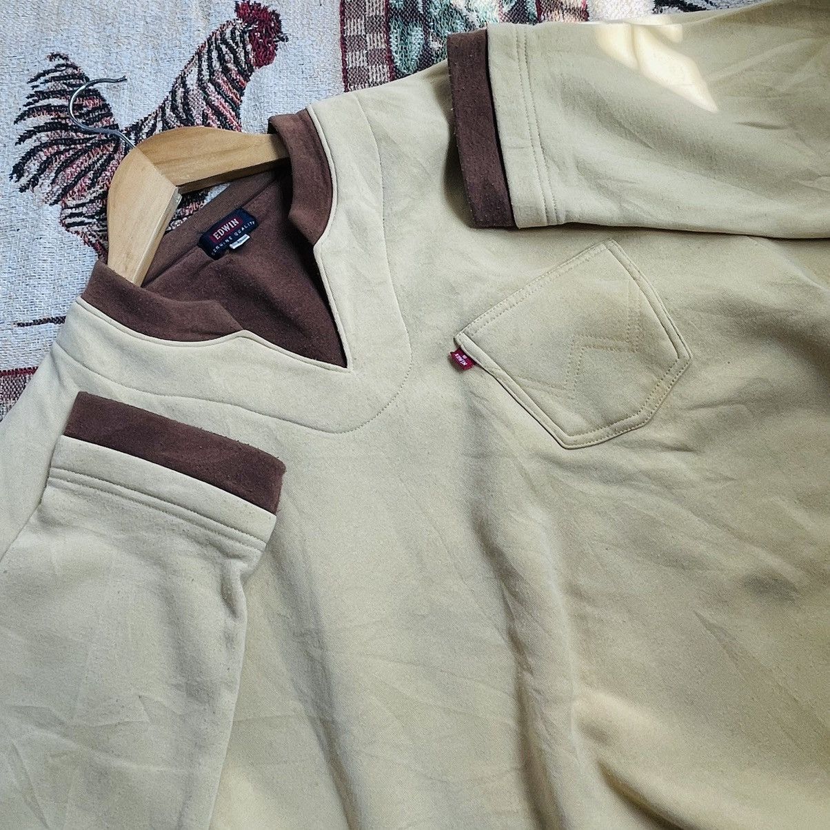 image of Avant Garde x Edwin Vintage Edwin Sweat Long Sleeve in Cream, Men's (Size Large)