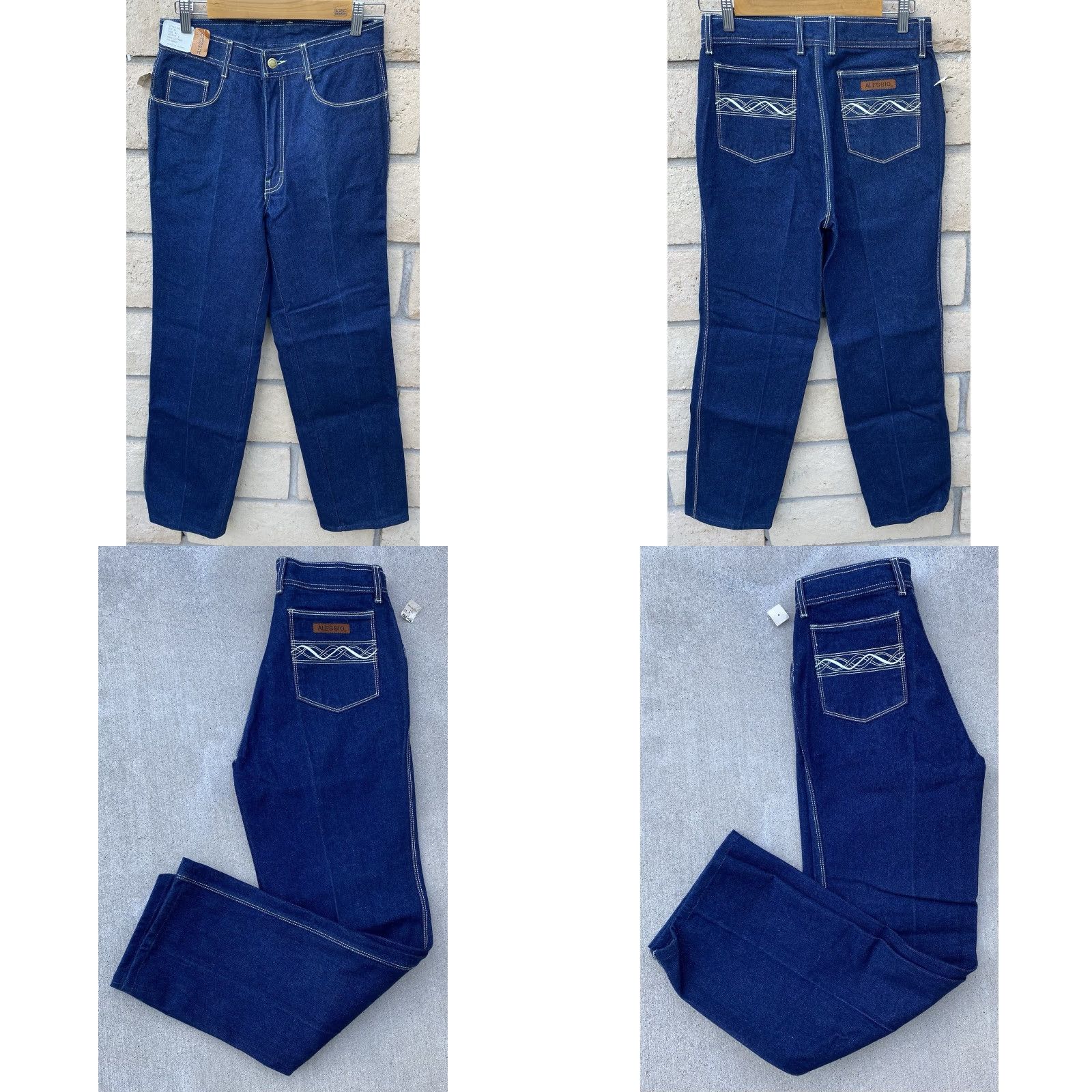 Vintage Vtg Alessio Jeans Womens 5-Pocket Denim Embroidered Western 100% Cotton 29 Inseam 29.5 Rise High Waist 31" 70s 80s Dated Deadstock Jeans Size 29" - 9 Thumbnail