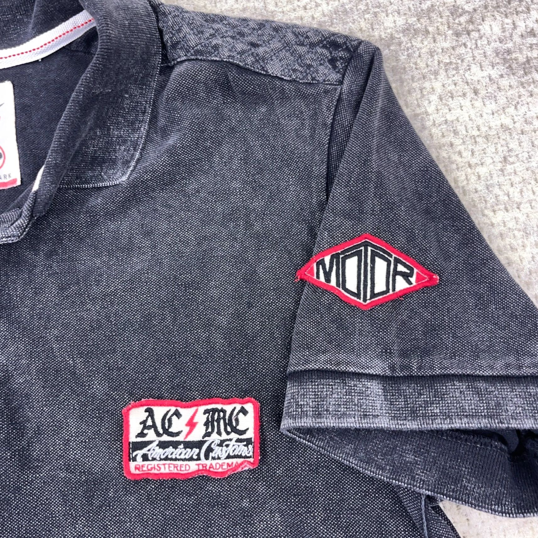 Affliction Affliction Polo Shirt Men XL Black Loud & Fast Racing Patch Faded Retro Adult Size US XL / EU 56 / 4 - 5 Thumbnail