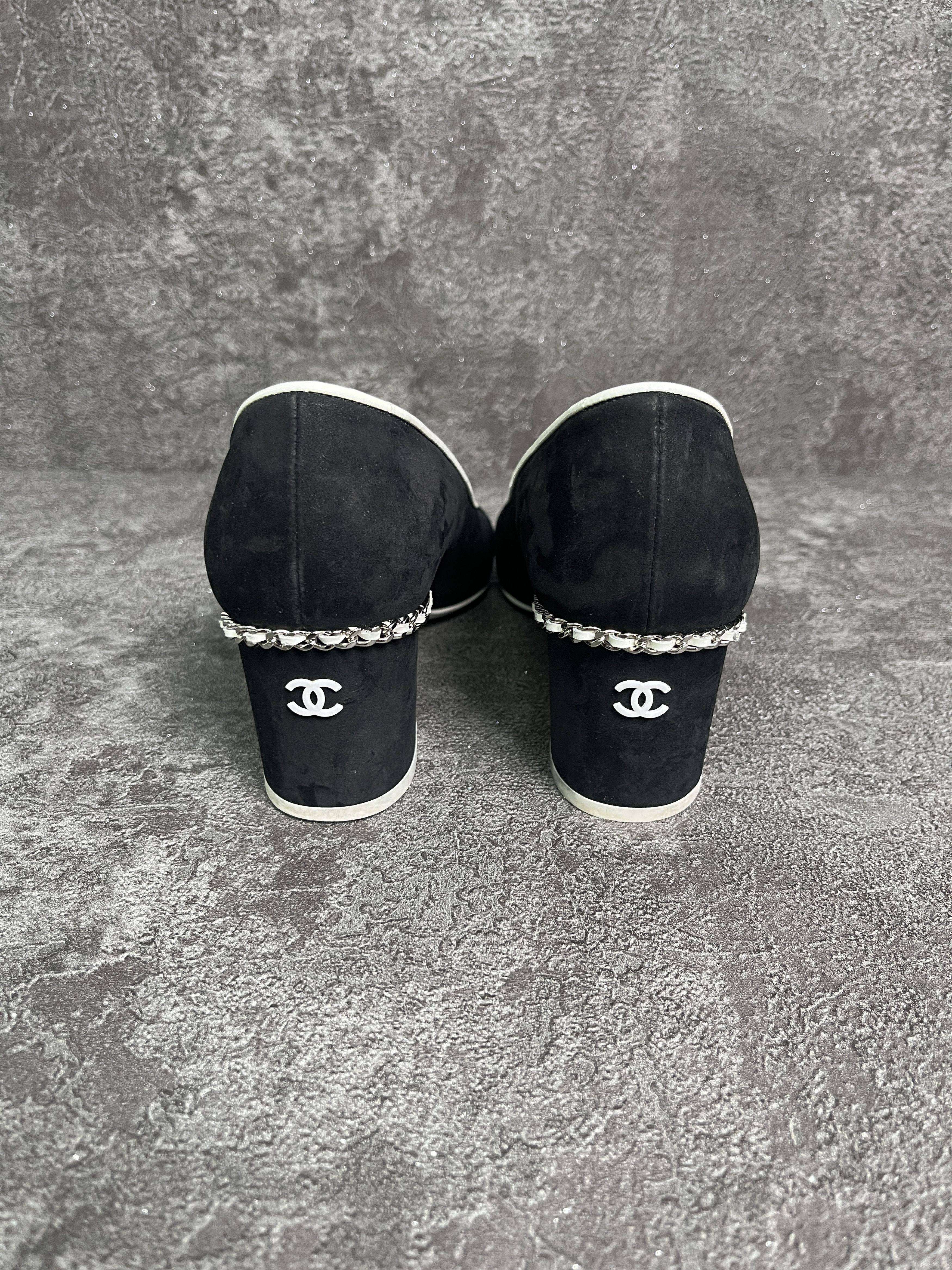 Chanel Chanel Black Suede Shoes With White Patent Cap Toe Size US 6 / IT 36 - 3 Thumbnail
