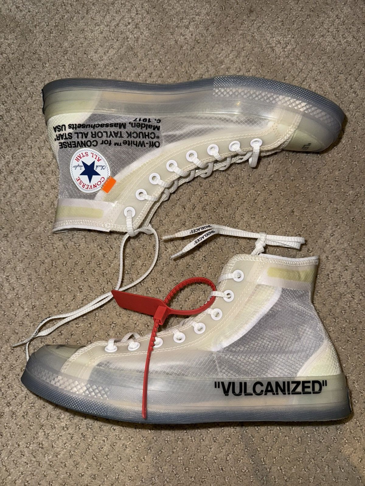 Converse Off White Virgil Abloh RARE OFF WHITE CONVERSE ALL STAR VULCANIZED HI Grailed