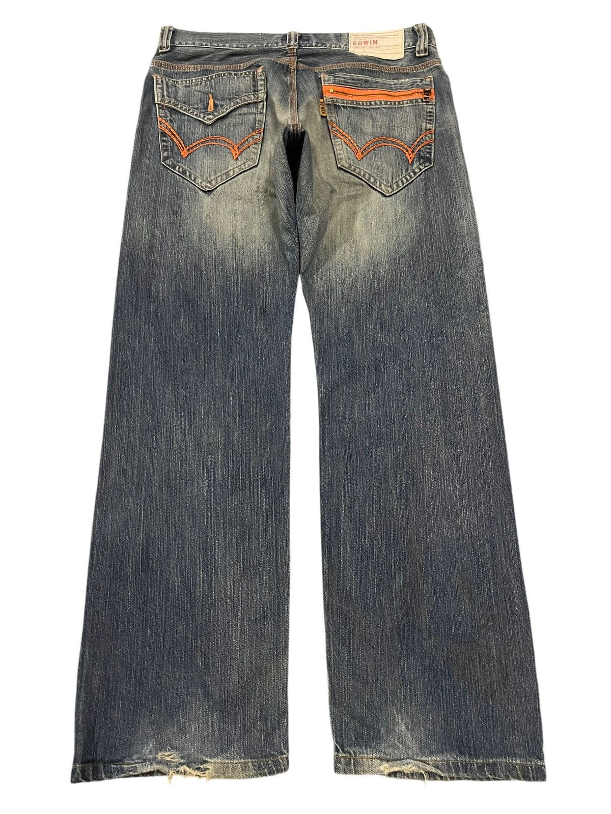 Edwin Vintage 90s Edwin Faded Wash Style Distress Loose Jeans Size US 36 / EU 52 - 2 Thumbnail