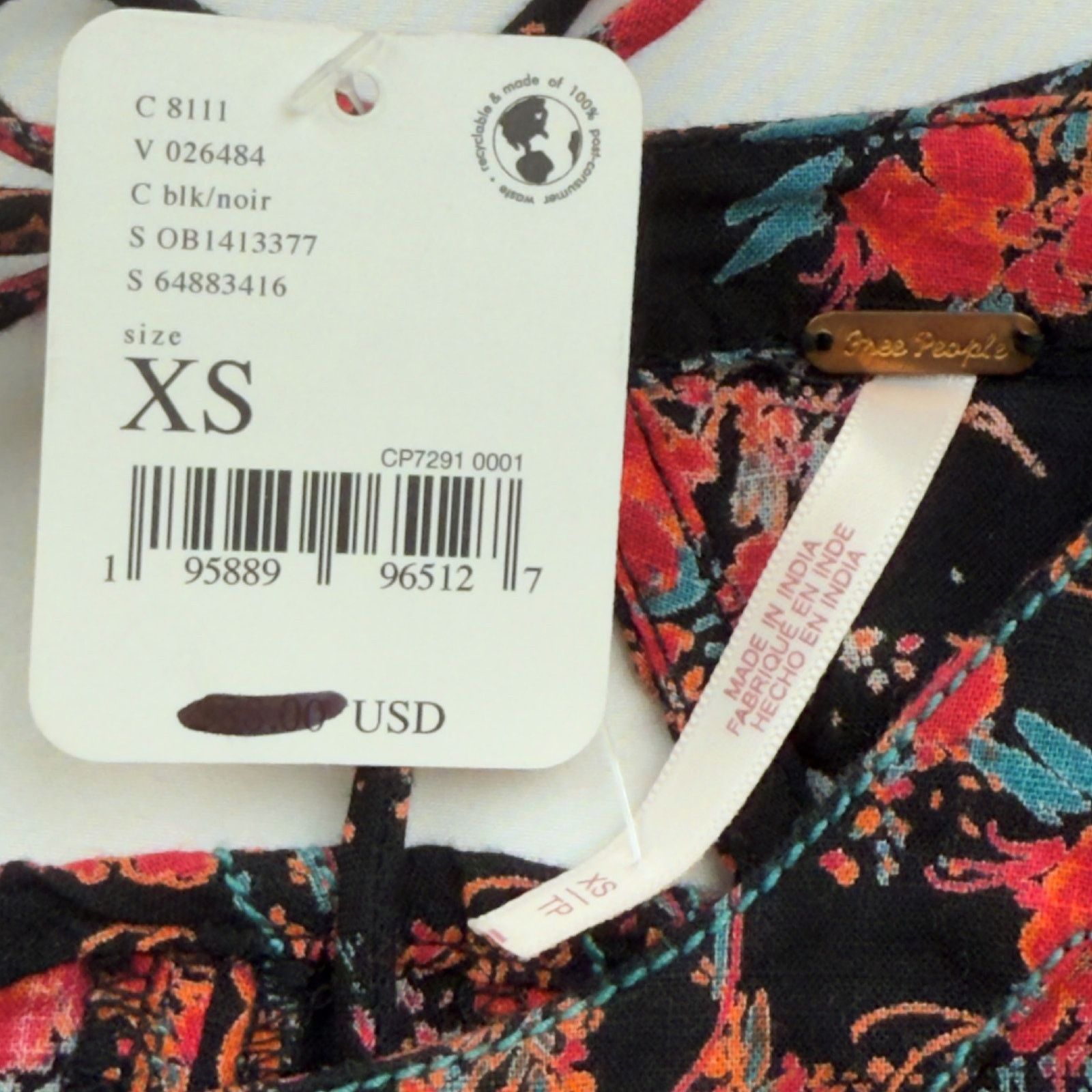 Free People Free People XMonica Crop Top Black Red Floral Open Back NWT Size XS / US 0-2 / IT 36-38 - 7 Thumbnail