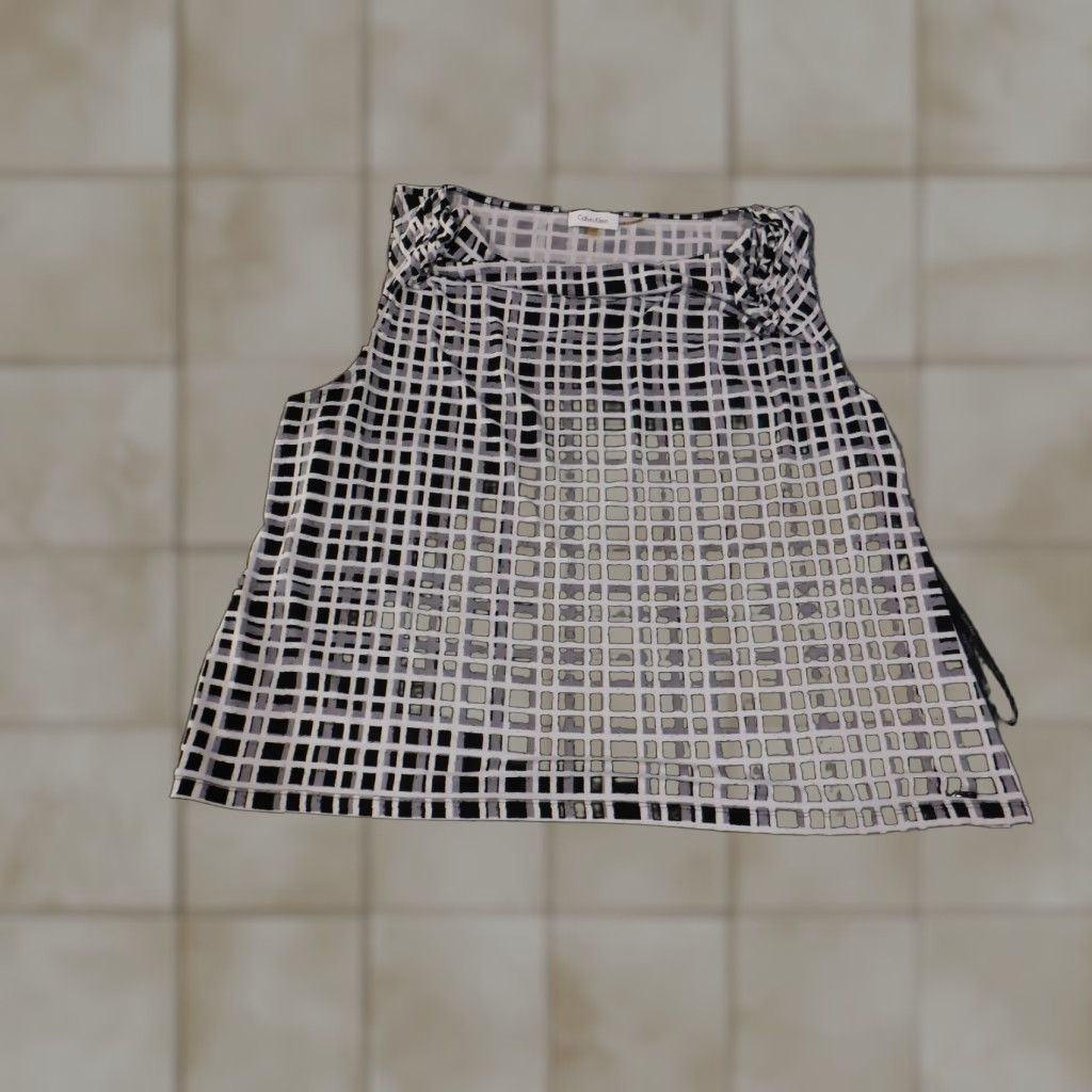 Calvin Klein Calvin Klein Blouse Womens 3X Sleeveless Geometric Print Black White Top Size XXL / US 16-18 / IT 52-54 - 1 Thumbnail