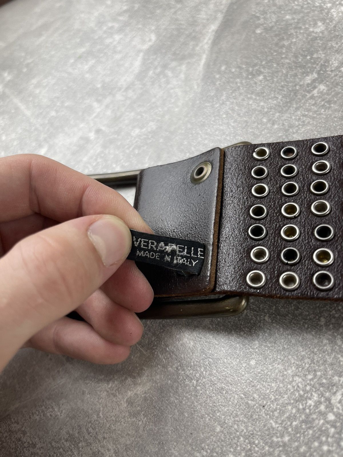 Seditionaries Vintage Wide Avant Garde Brown Grommet Rock Leather Belt Size ONE SIZE - 3 Thumbnail