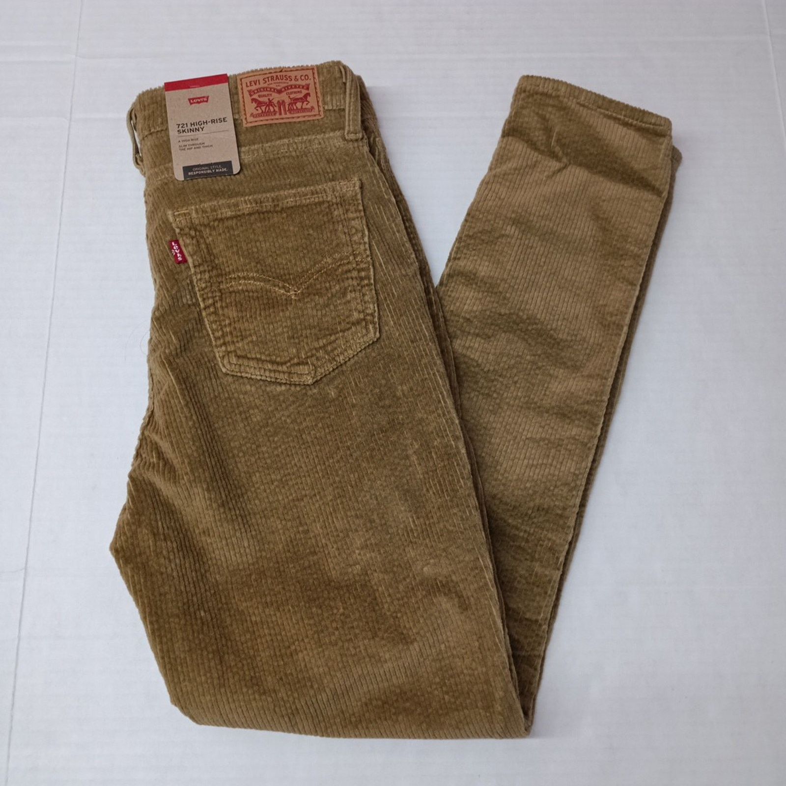 Levi's Levis 721 Corduroy Pants Womens 30x30 Brown Skinny IRREGULAR Size 30" / US 8 / IT 44 - 1 Thumbnail