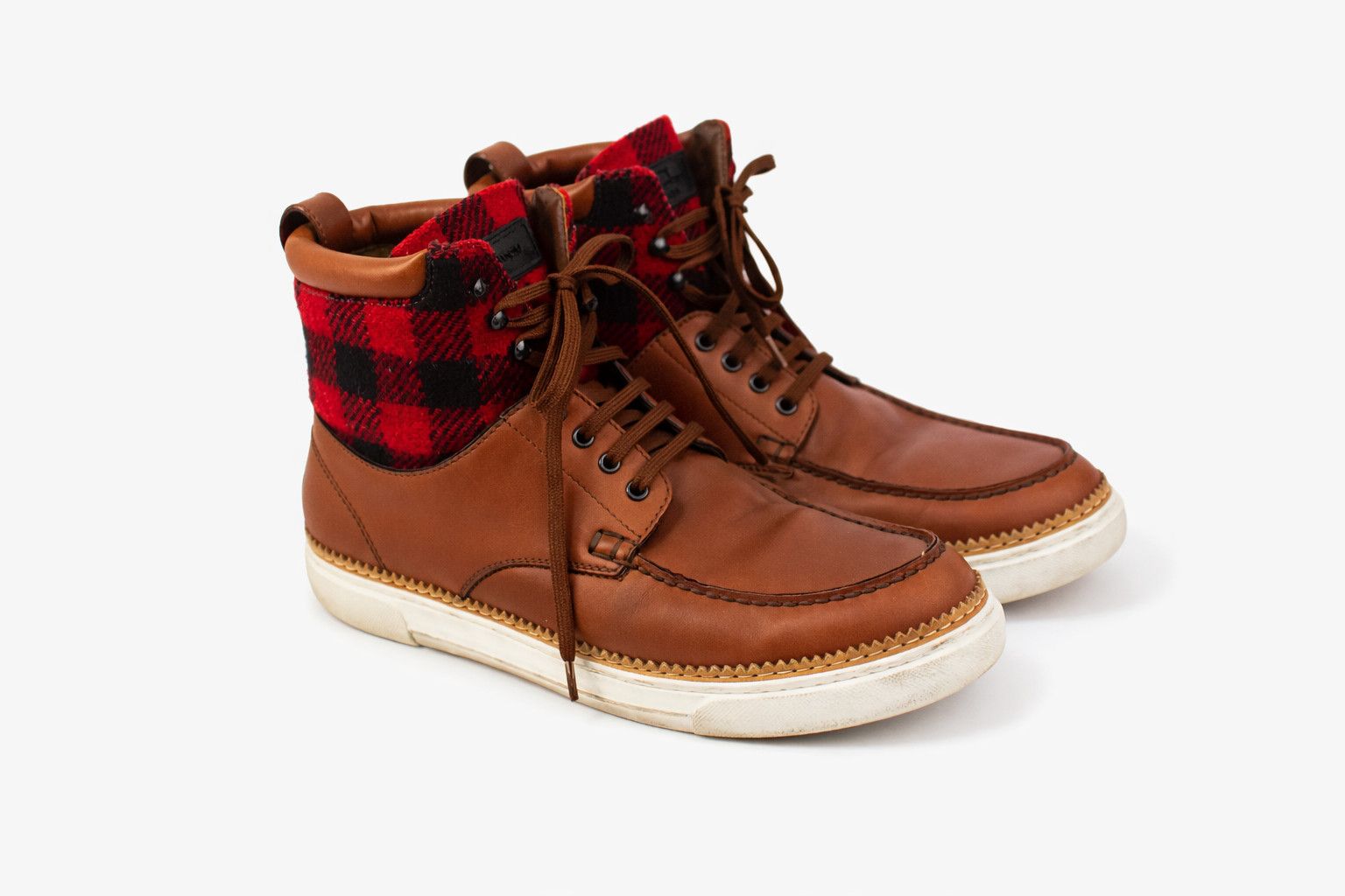 Louis Vuitton Check Pattern High-cut Shoes Boots Brown/red Leather Size US 9.5 / EU 42-43 - 1 Thumbnail