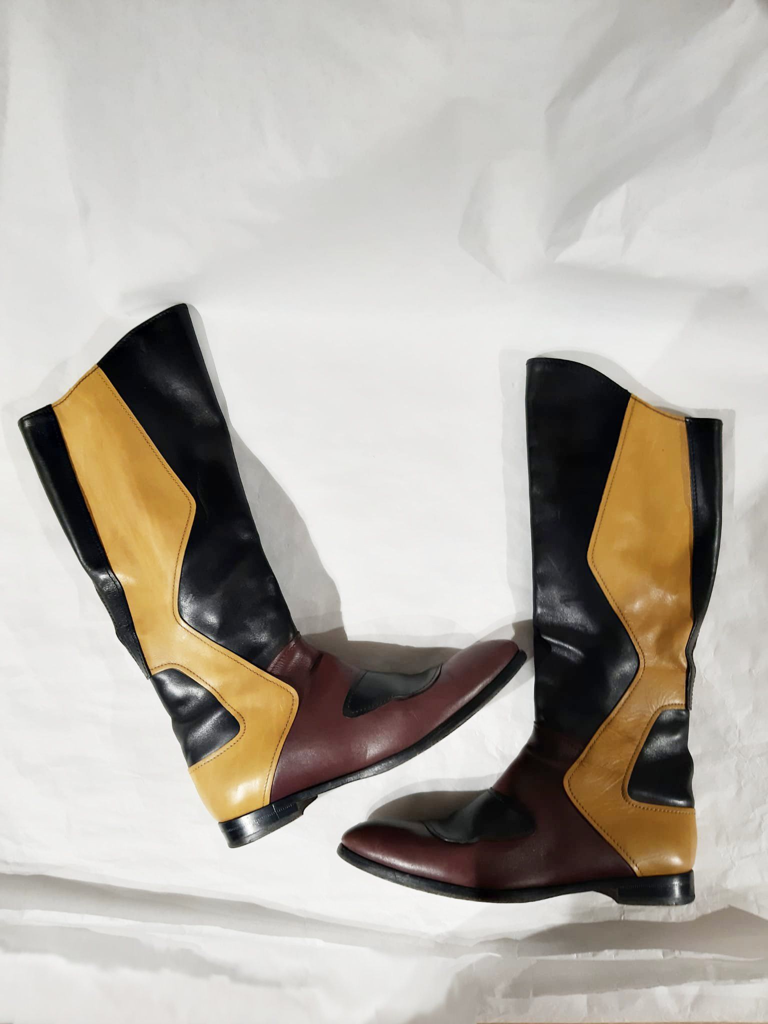 Miu Miu MiuMiu Biker Color Block High Boots FW 2008 Size US 10.5 / IT 40.5 - 4 Thumbnail