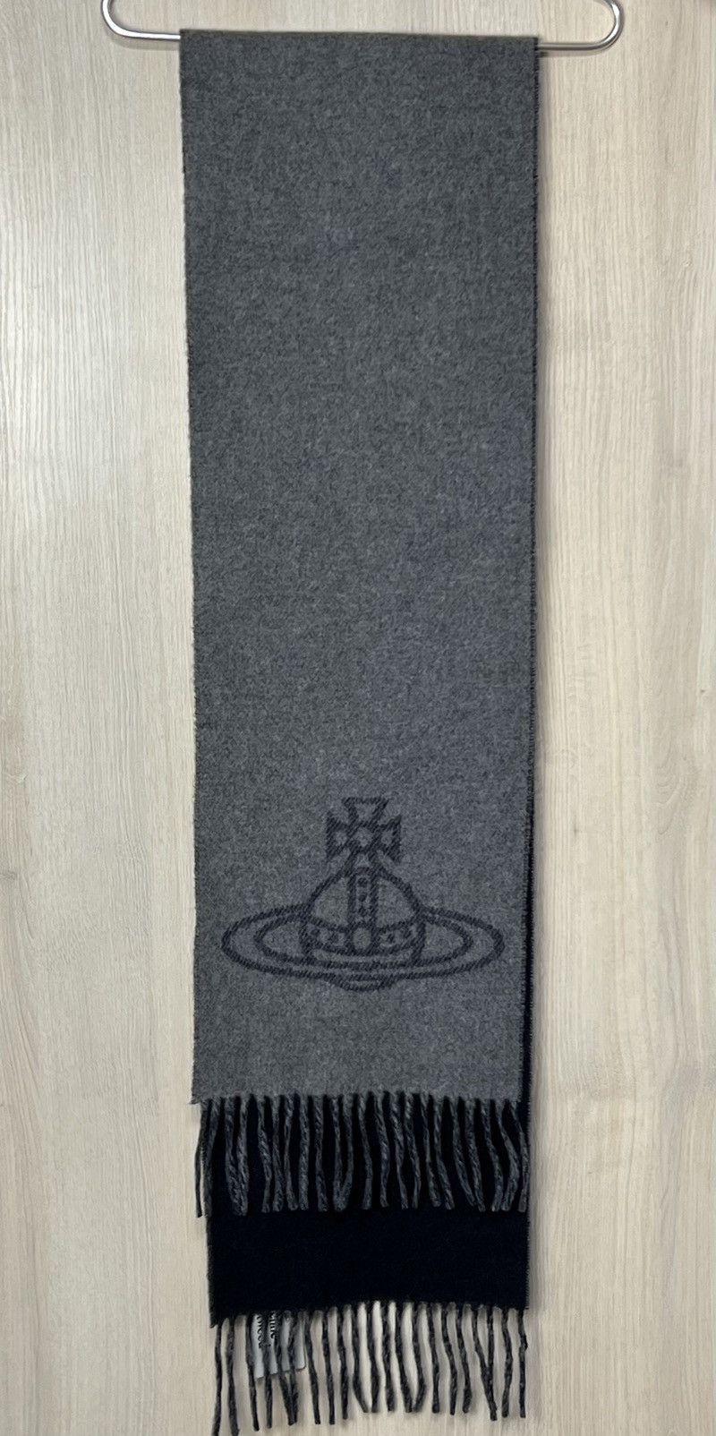 Vivienne Westwood Vivienne Westwood Orb Logo Scarf - 100% Wool - Navy & Grey Size ONE SIZE - 4 Thumbnail