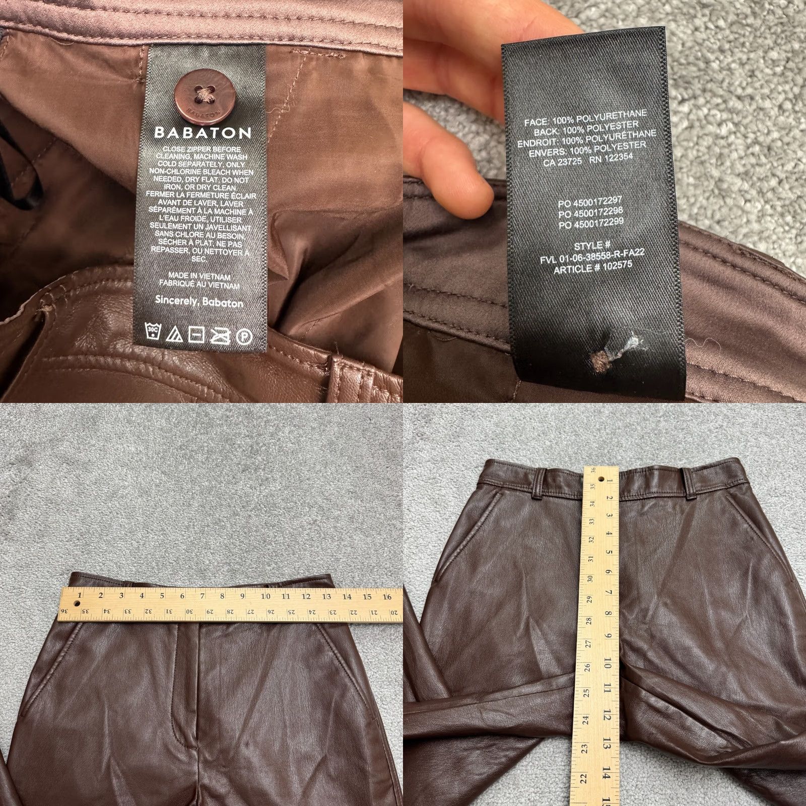Aritzia Babaton Aritzia Vegan Leather High Rise Flared Pants Brown Trouser 4 Womens Size 27" / US 4 / IT 40 - 8 Thumbnail