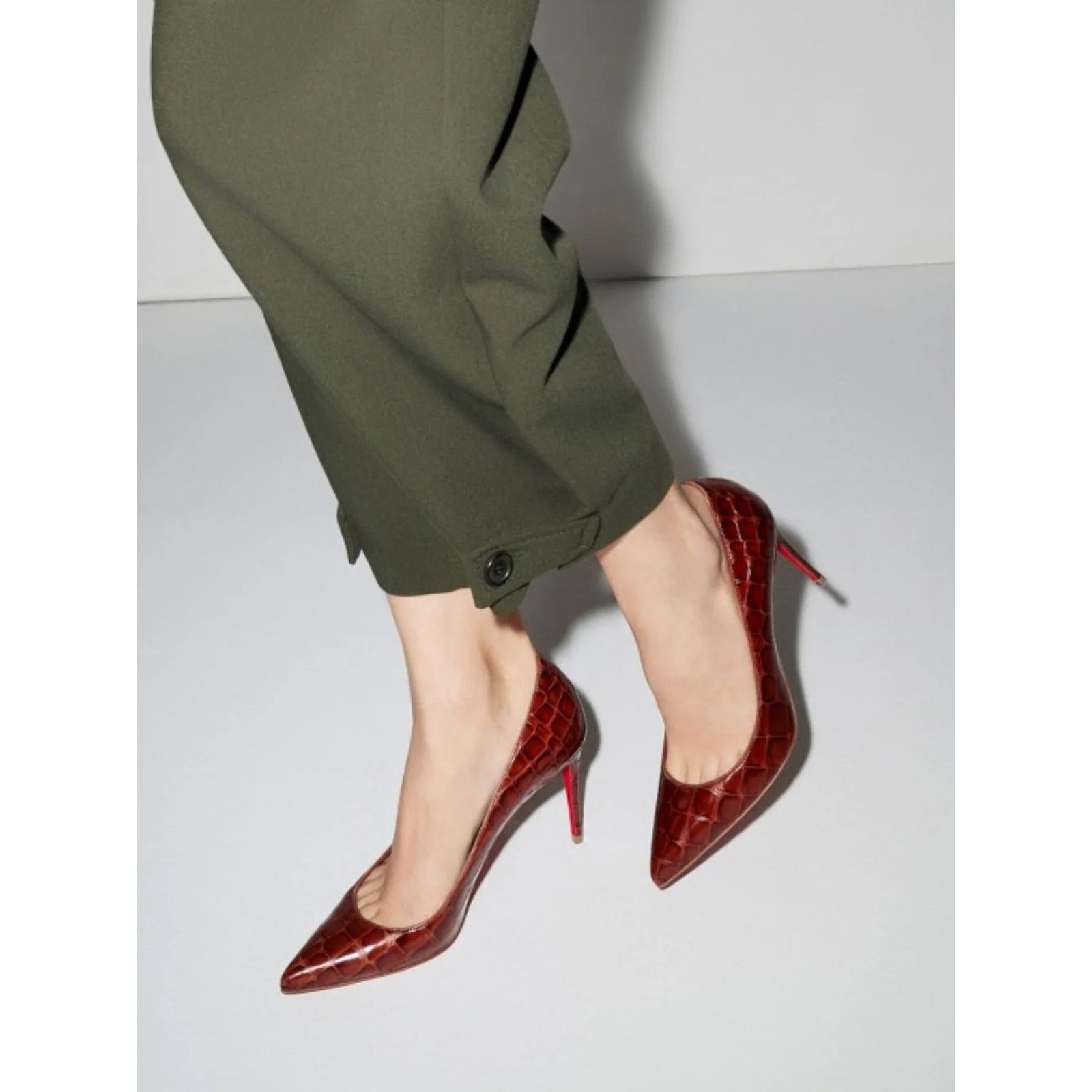 Christian Louboutin Christian Louboutin Kate 85 Brown Acajou Calf Ali Croc Size US 8 / IT 38 - 5 Thumbnail