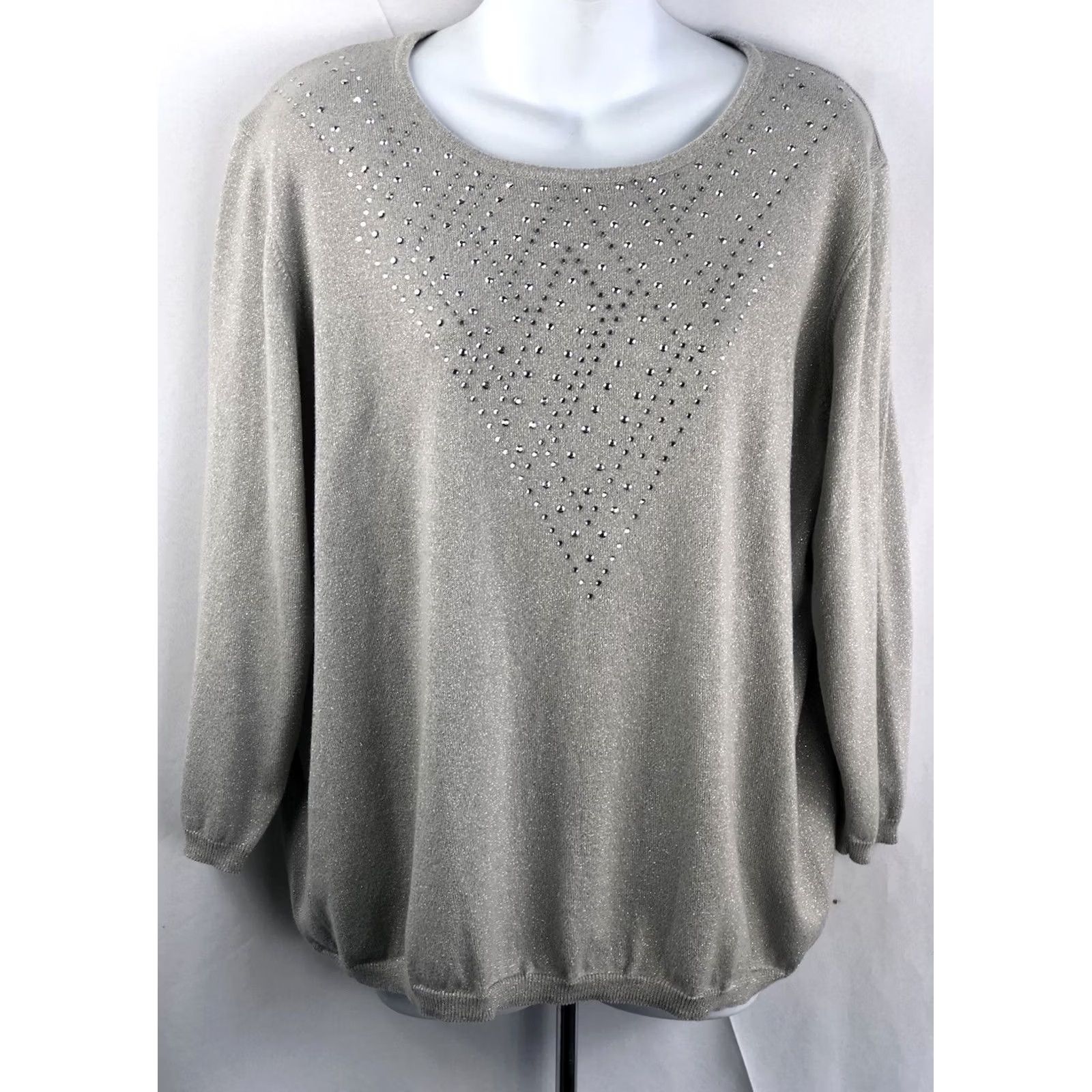Vintage Alfred Dunner sweater XL gray glitter long sleeve Mens none Size XL / US 12-14 / IT 48-50 - 5 Thumbnail