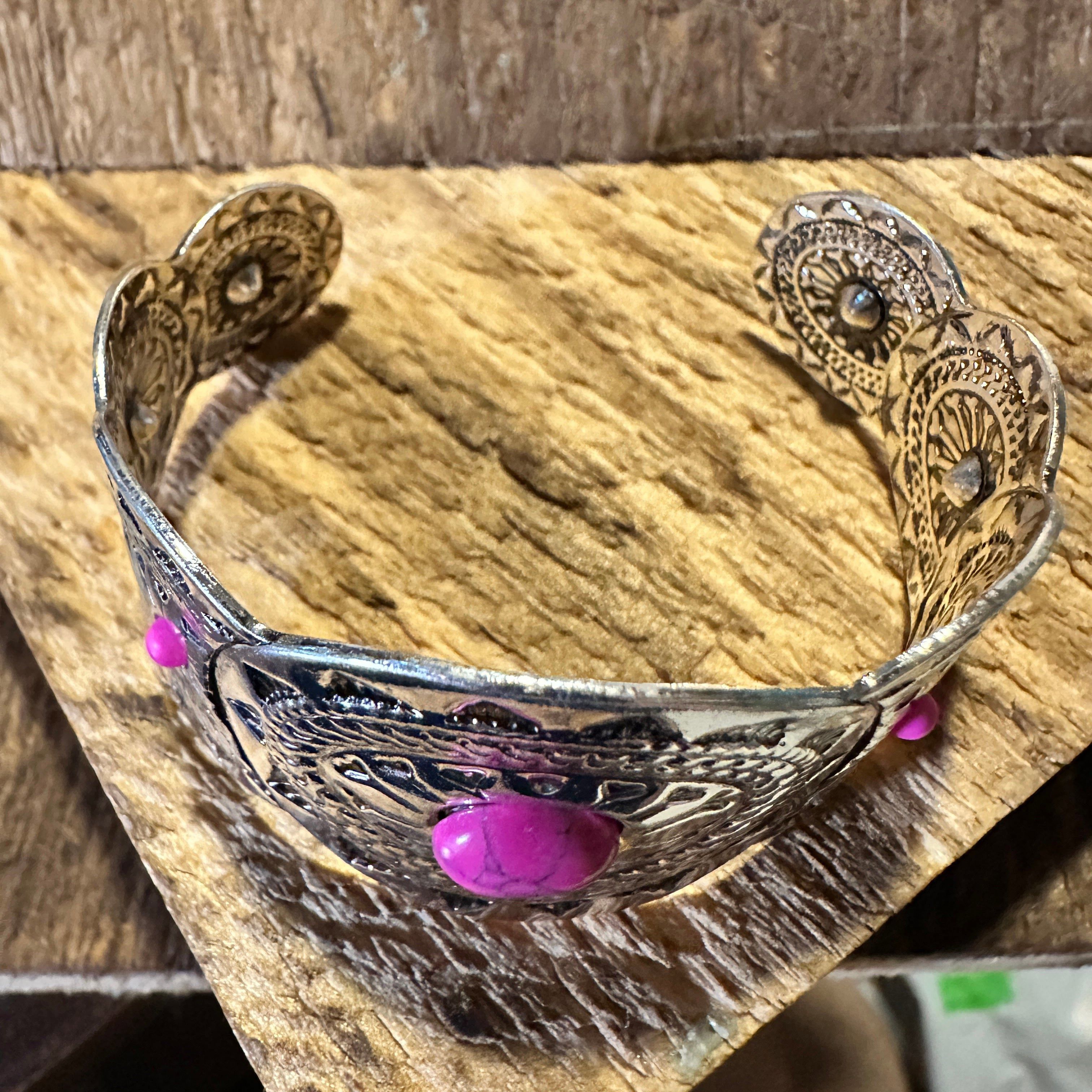 Other Vintage Bohemian Southwest Cowgirl Cuff Bracelet with Pink G Size ONE SIZE - 3 Thumbnail