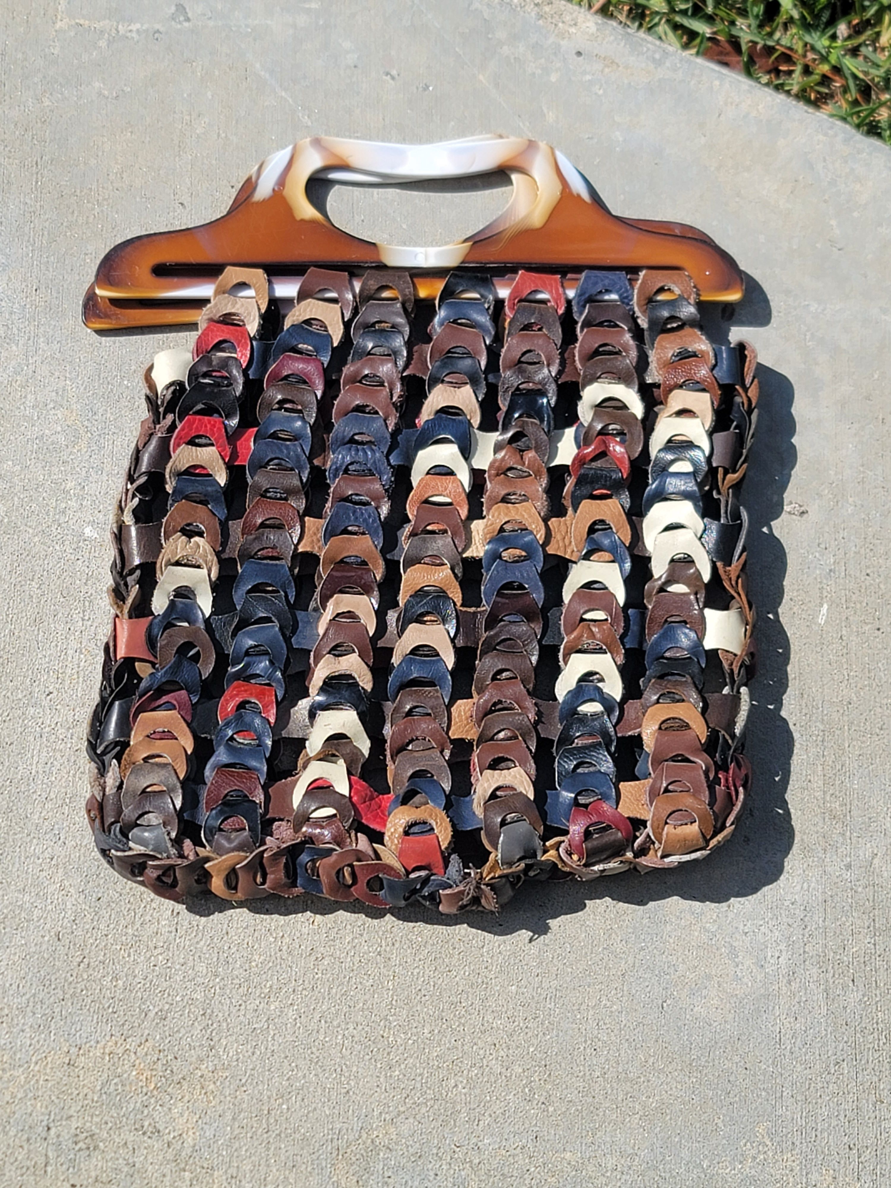 Handmade Custom Handmade Multicolored Leather Chain-link Handbag12 Size ONE SIZE - 4 Thumbnail