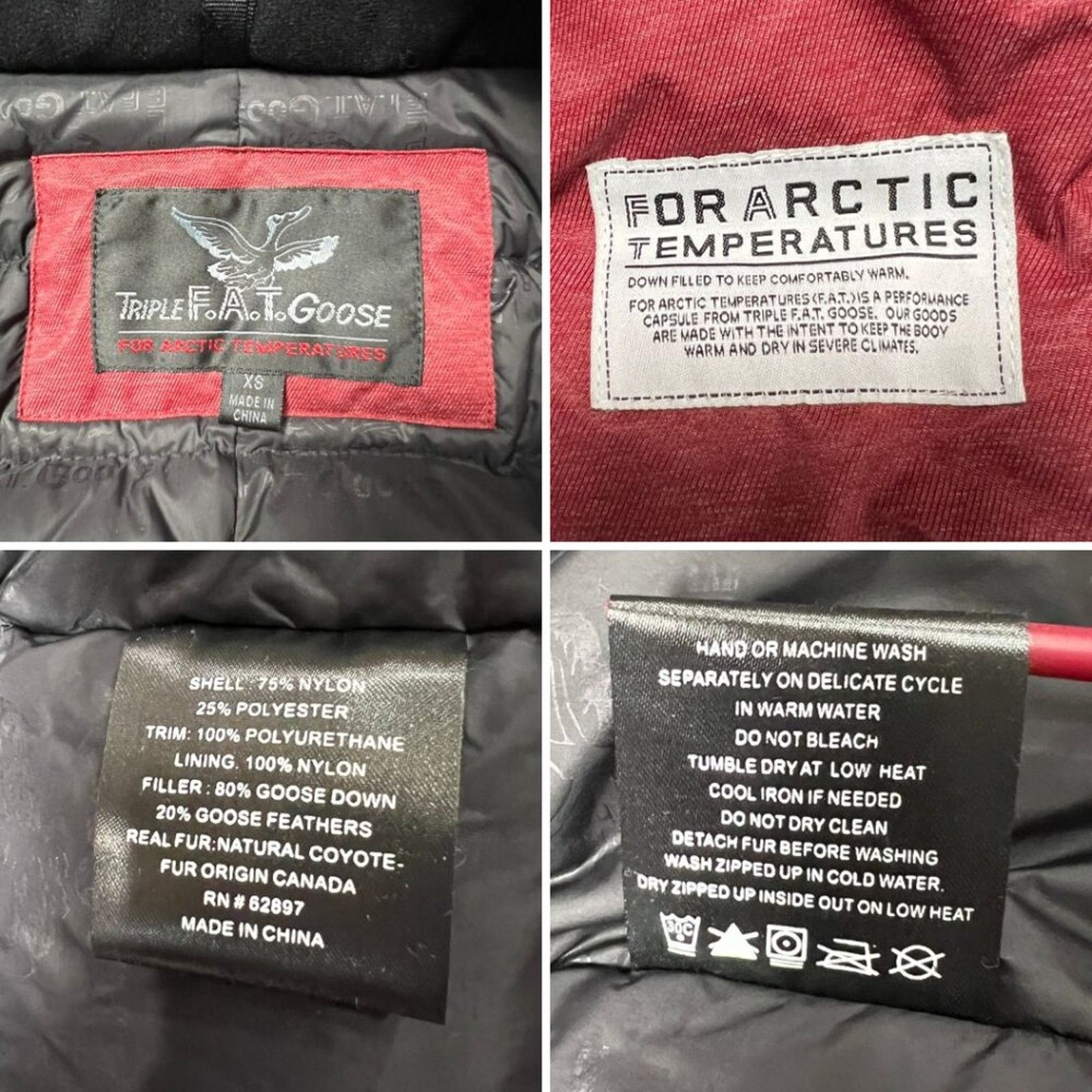Triple Fat Goose Fur Hood Parka Maroon Xs Jacket Puffer in Red, Women's — image 4 of 6