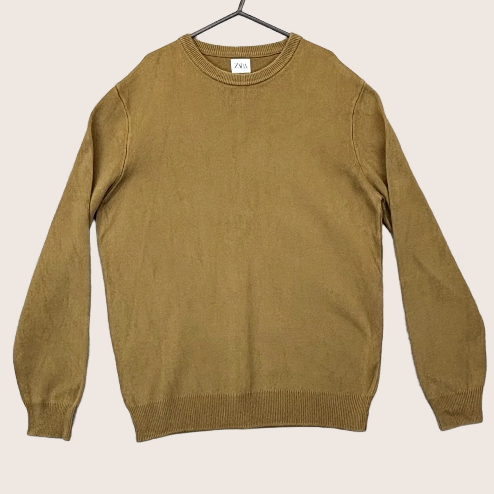 Zara Zara Jumper Mens Medium Mustard Crew Neck Pullover Long Sleeve Regular Cotton Size US M / EU 48-50 / 2 - 1 Thumbnail