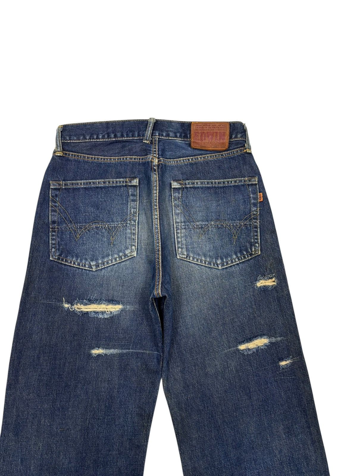 Edwin Edwin 505 Crazy Ripped Distressed Selvedge Denim Jeans Size US 30 / EU 46 - 6 Thumbnail