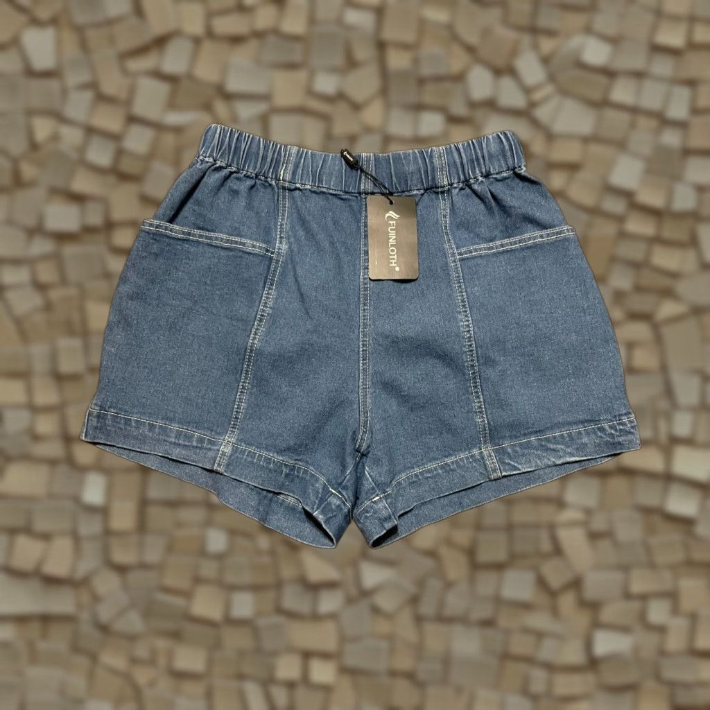 Vintage Fuinloth Shorts Woman S Blue Denim Stretchable Waist Pockets Bermuda Casual Modern 90s? Wait no. Size 28" / US 6 / IT 42 - 1 Thumbnail