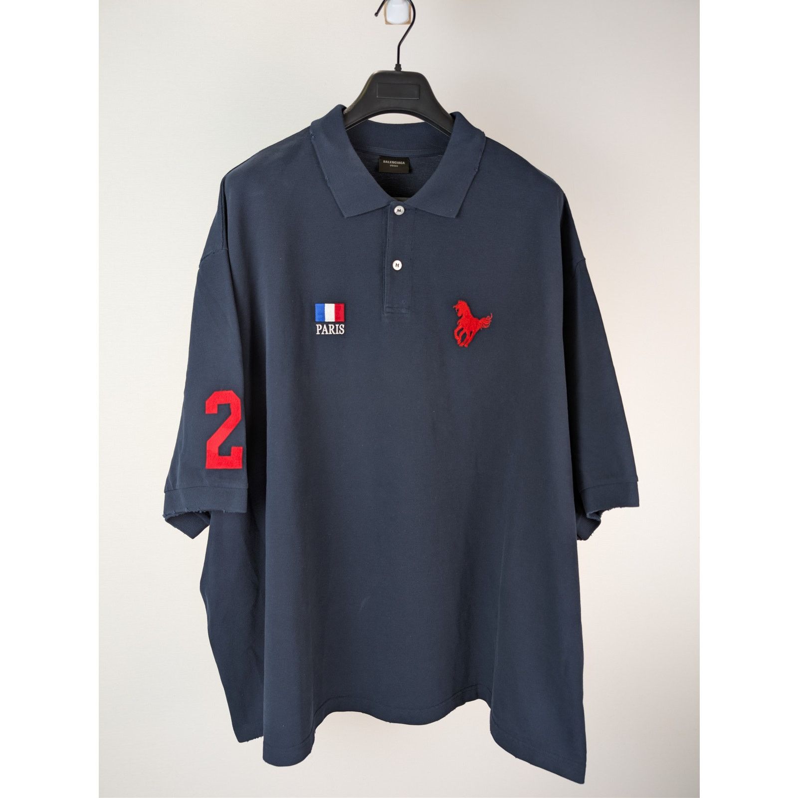 Balenciaga o1rshd1 Q:2 / Oversized Cotton Pique Polo Shirt in Navy Blue Size US XL / EU 56 / 4 - 2 Thumbnail