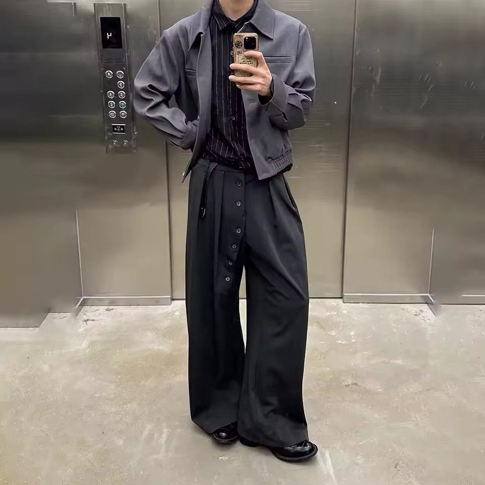 Other Casual Streetwear Loose Button Pleated Office Work Pants Size US 30 / EU 46 - 1 Thumbnail