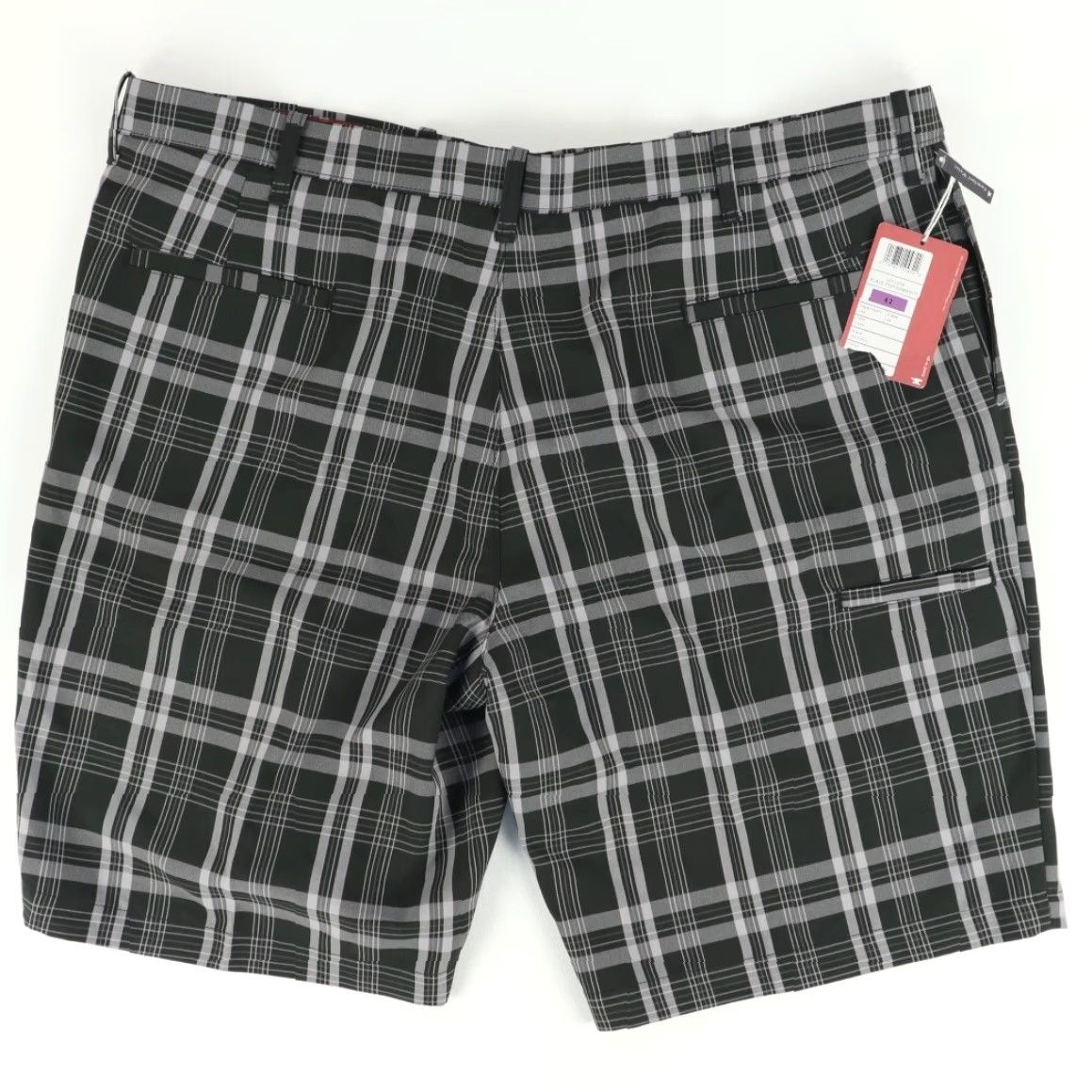 Haggar Haggar Chino Shorts Black Plaid Men's 42 Khaki Polyester Casual Regular Inseam 11in. 20.5in Half Waist Big & Tall Size 42 Mens Size US 42 / EU 58 - 4 Thumbnail