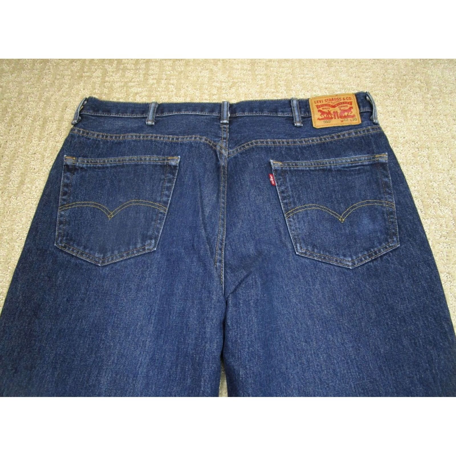 Levi's Levi's 550 Jeans Men 42x30 Blue Straight Denim Cotton Relaxed Fit 5-Pocket Logo Dark Wash N/A Size US 42 / EU 58 - 4 Thumbnail