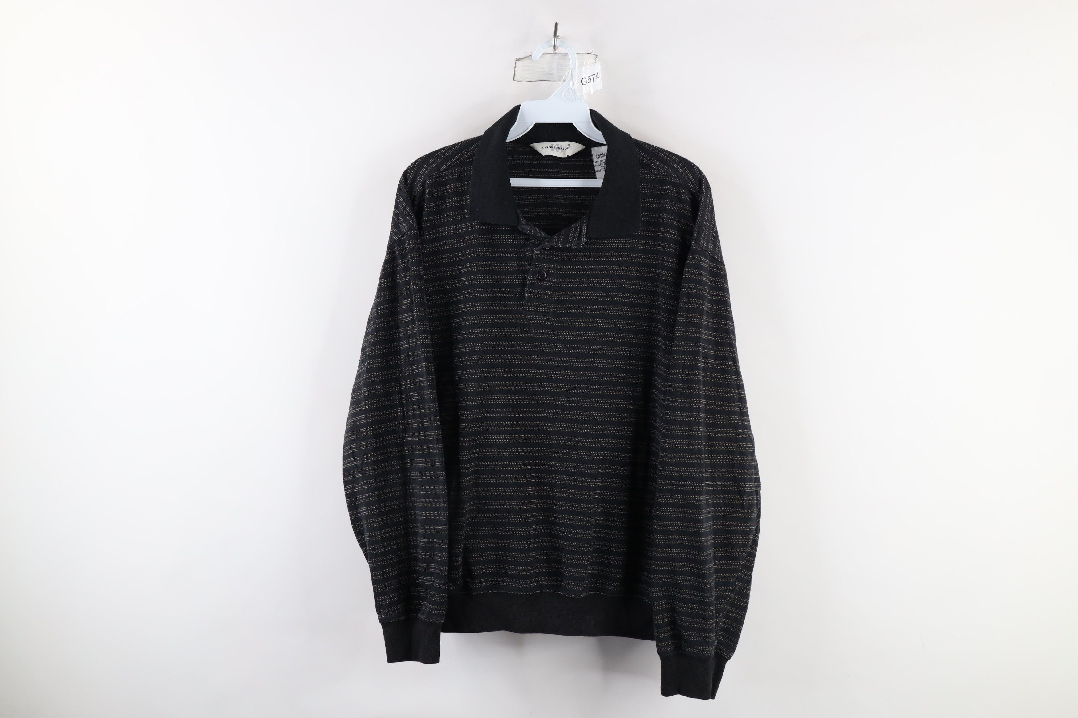 Vintage Vintage 90s Streetwear Collared Pullover Long Sleeve Polo Size US L / EU 52-54 / 3 - 1 Thumbnail