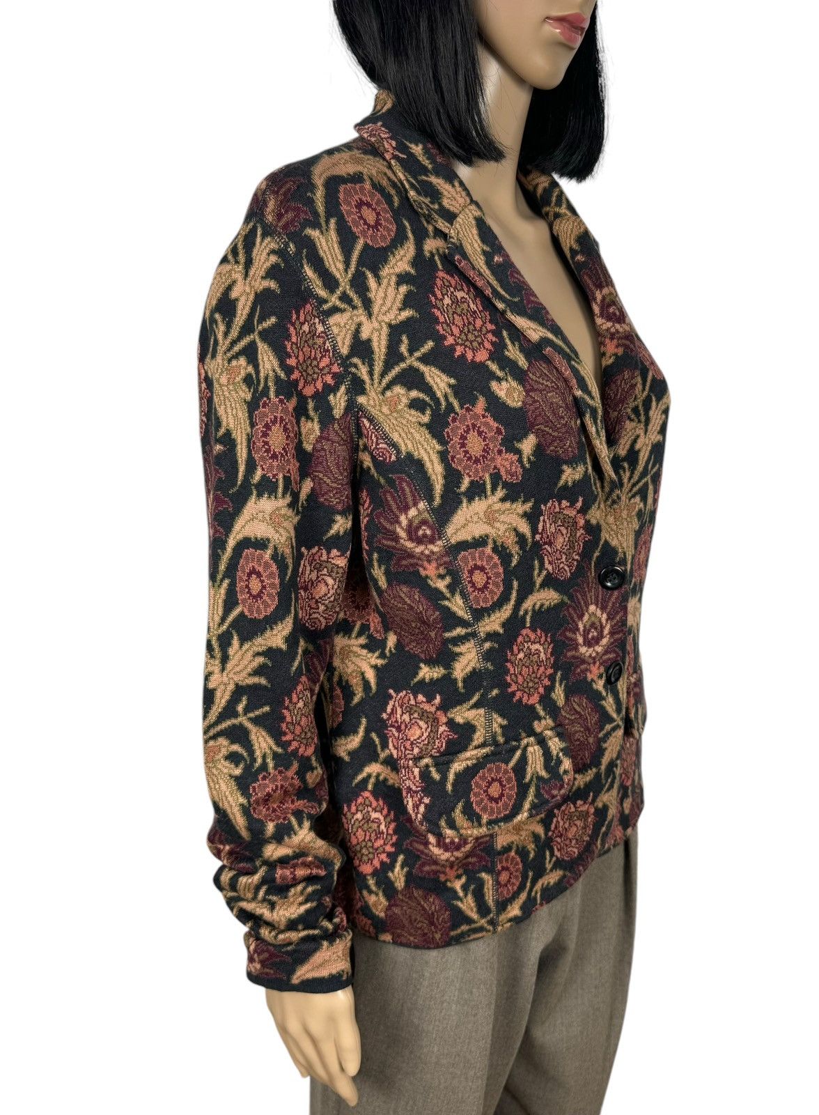 Other Peruvian Connection Pima Cotton Blazer Floral Printed Knit Size L / US 10 / IT 46 - 3 Thumbnail