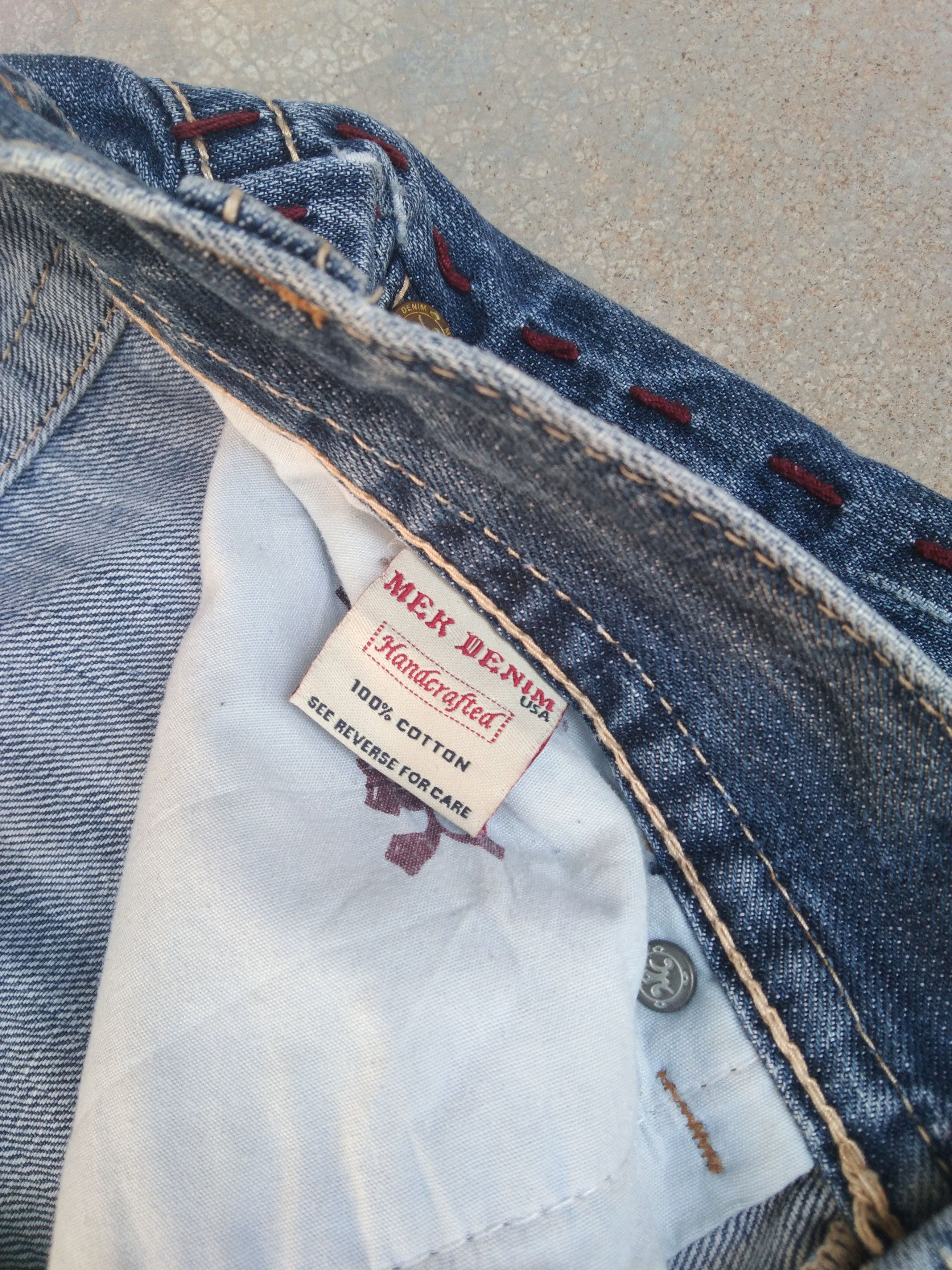 Mek Denim Vintage Mek Denim Faded Blue Washed Boot Cut Jeans 34x32 Size US 34 / EU 50 - 11 Thumbnail