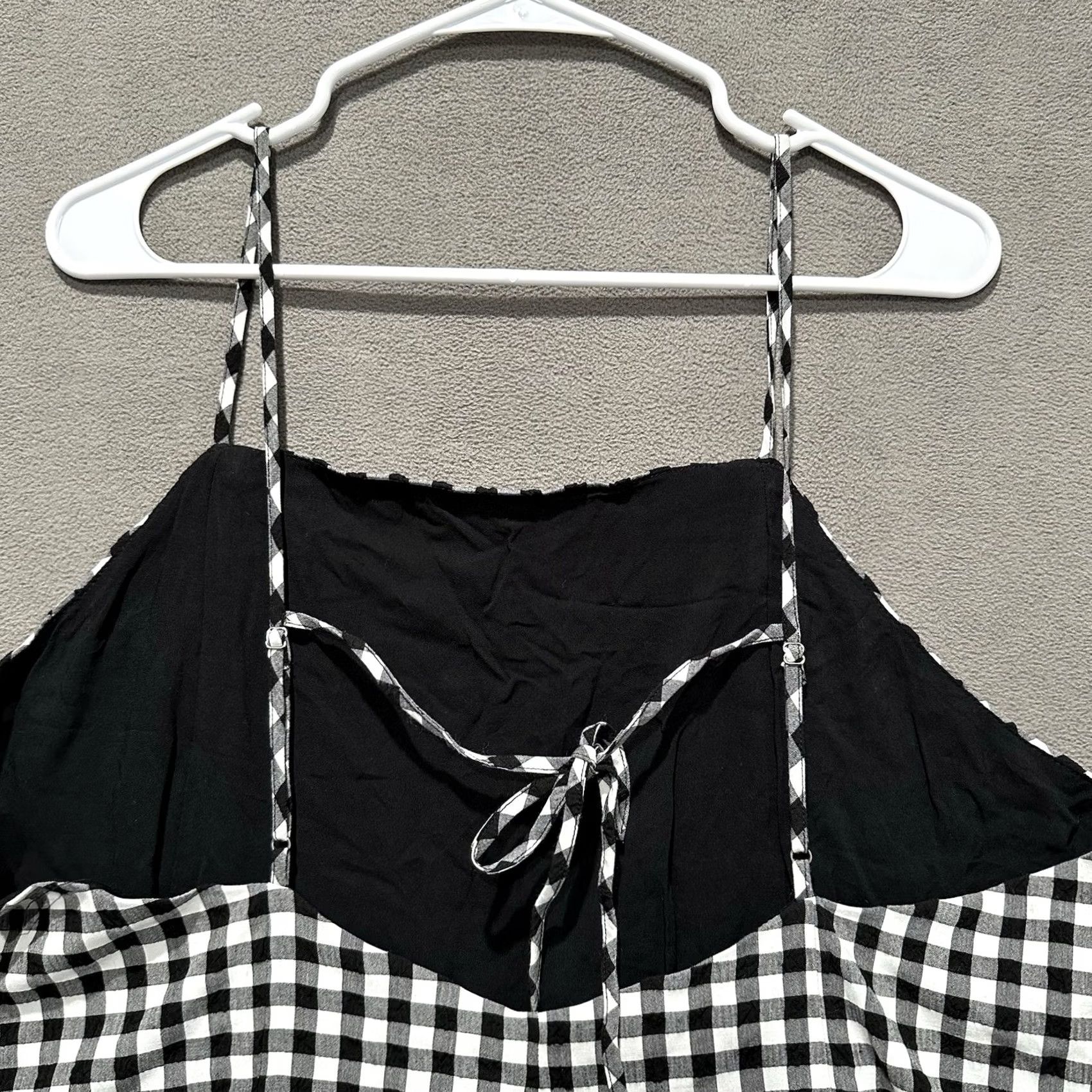 Anthropologie Anthropologie Dress Apron-Style Mini Womens XL Black White Gingham Plaid Size XL / US 12-14 / IT 48-50 - 4 Thumbnail