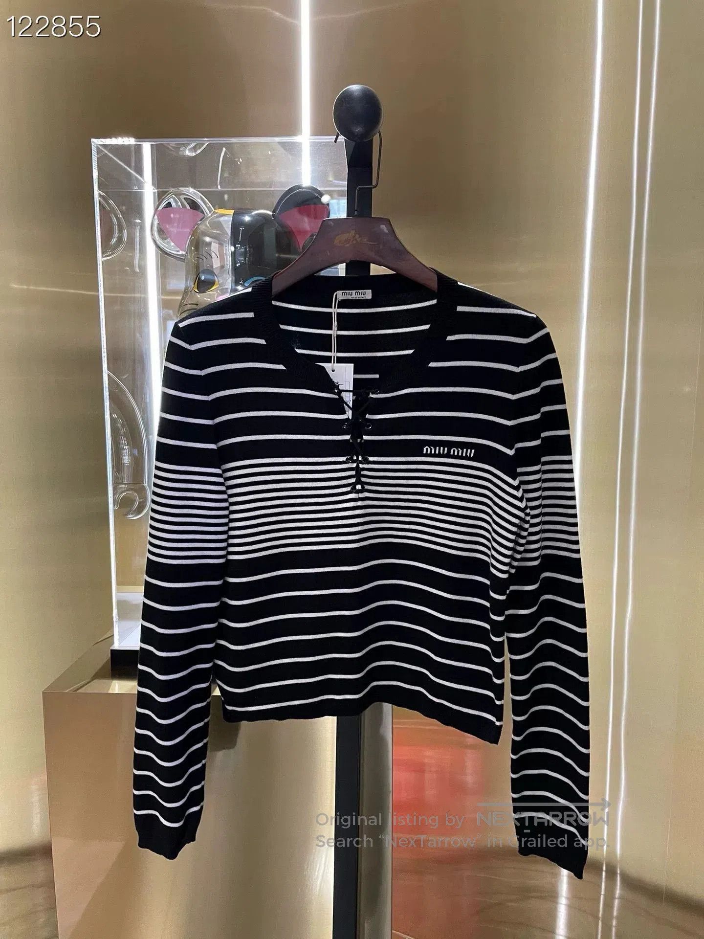 Miu Miu Miu Miu Black White Striped Knit Top. Size M / US 6-8 / IT 42-44 - 1 Thumbnail