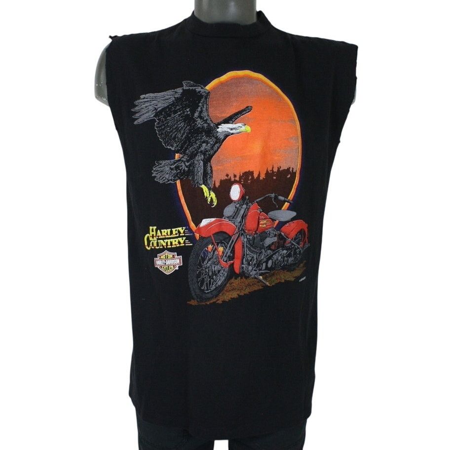 Harley Davidson × Vintage Vintage 90s Harley-Davidson Bald Eagle Sunset Shirt Made USA Size US L / EU 52-54 / 3 - 1 Thumbnail