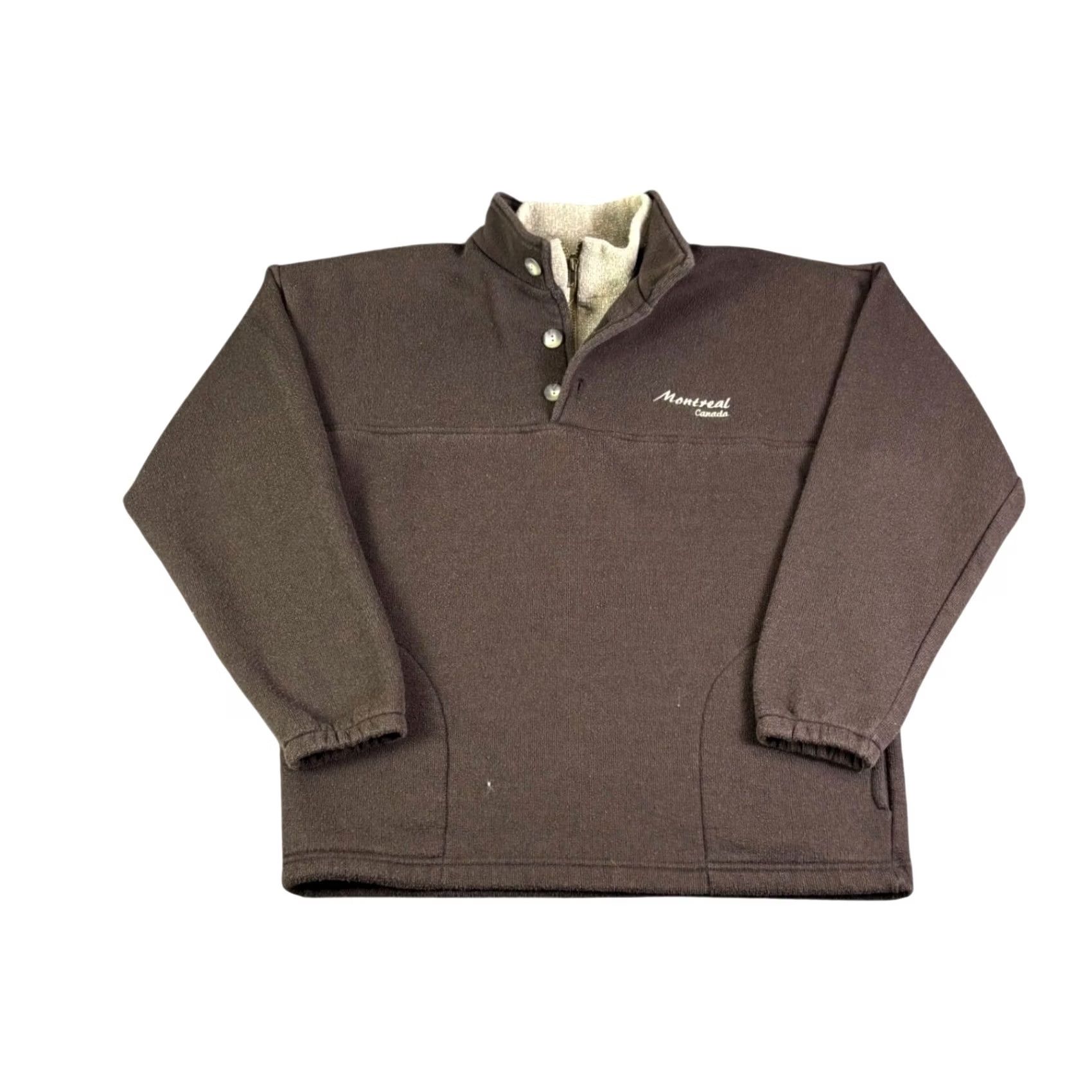 Vintage Northern Souvenirs Montreal Canada Fleece Pullover Brown Button Zipper Mens Medium Pullover Sweatshirt Cable-Knit 90s Vintage? No, Dungeon Size US M / EU 48-50 / 2 - 2 Thumbnail