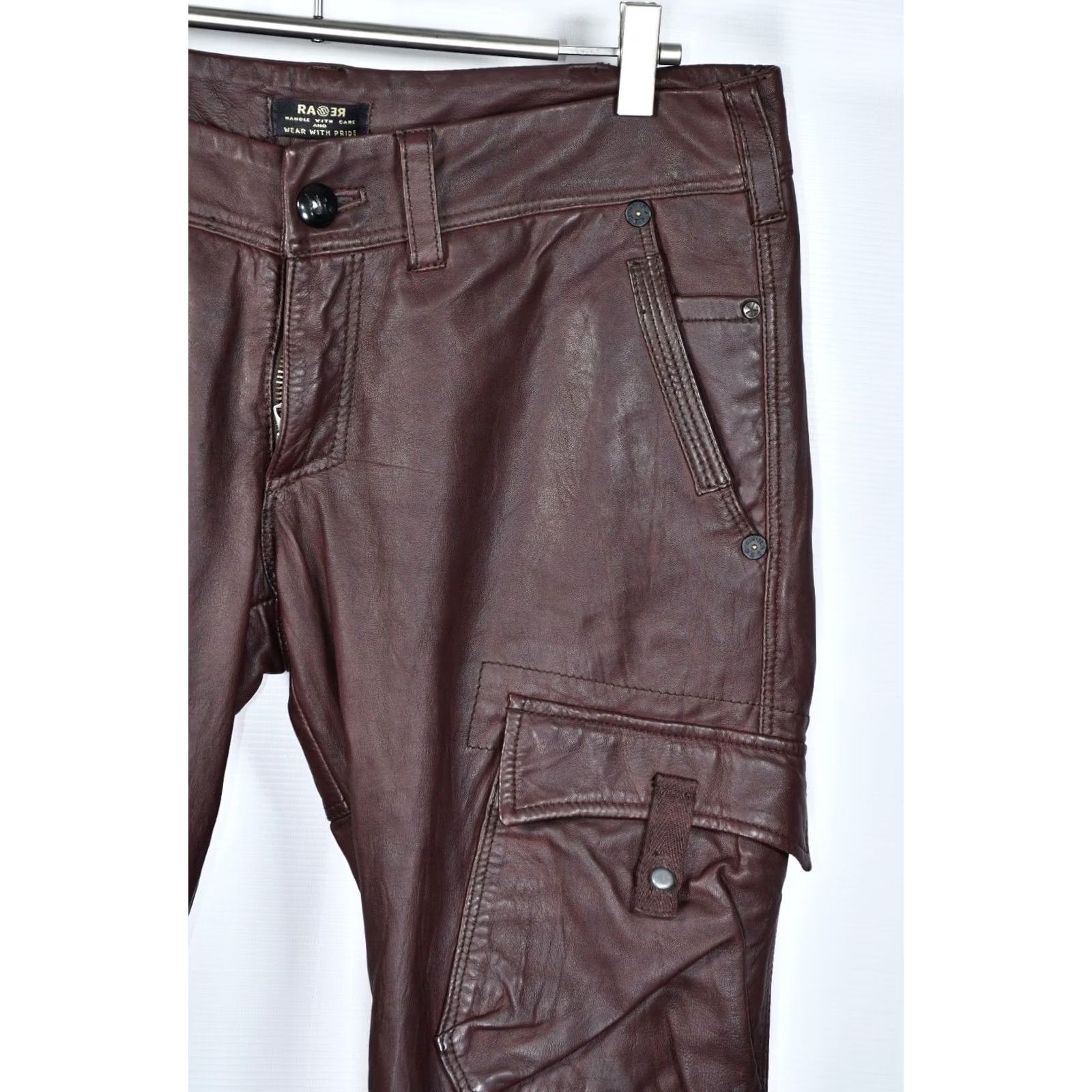 Vintage RAER Leather Pants Women's size 31 Brown 3/4 Modern Classic Casual Pants - 100% Genuine Leather Size 24" / US 00 / IT 34 - 6 Thumbnail
