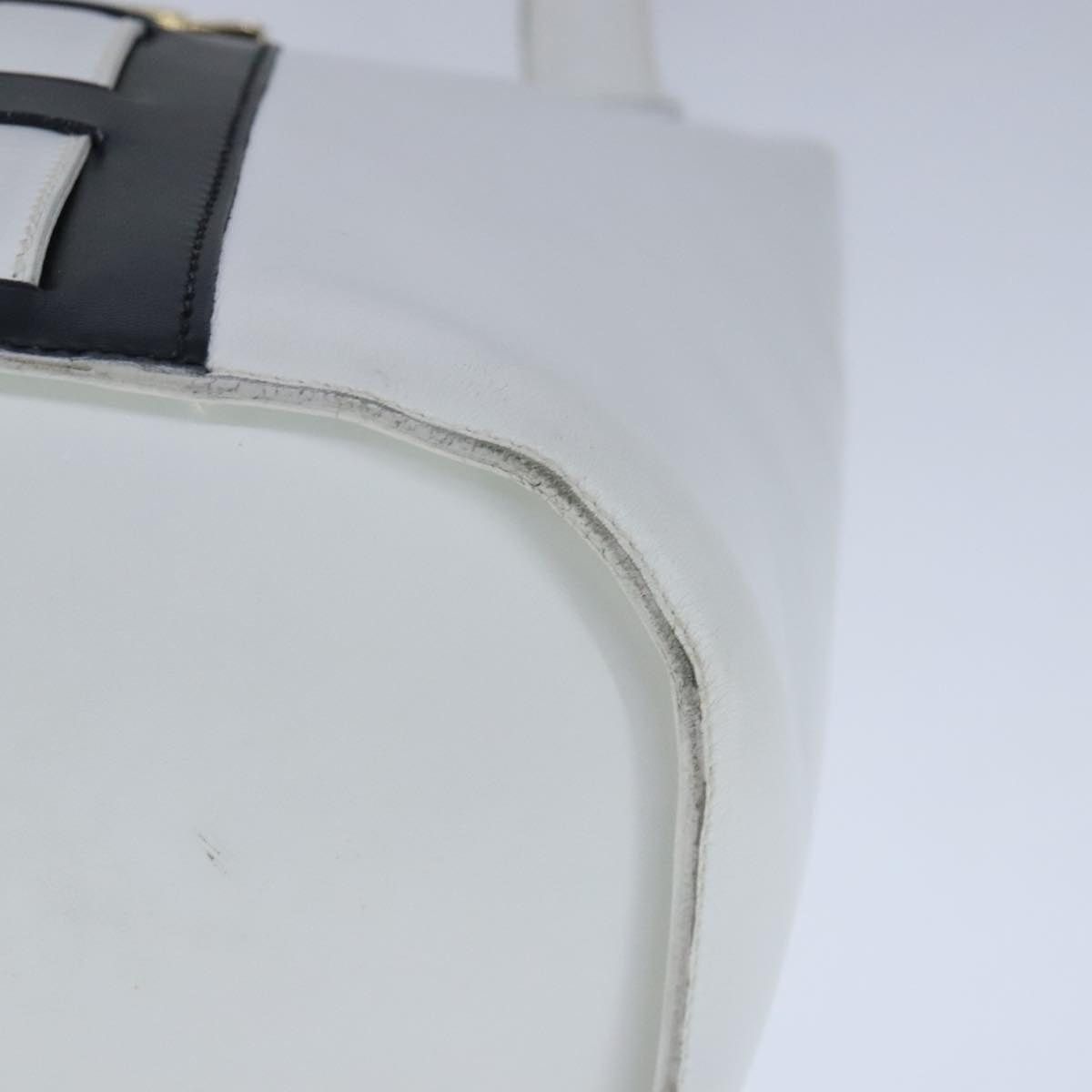 Celine CELINE Ribbon Tote Bag Leather White Black Size ONE SIZE - 11 Thumbnail